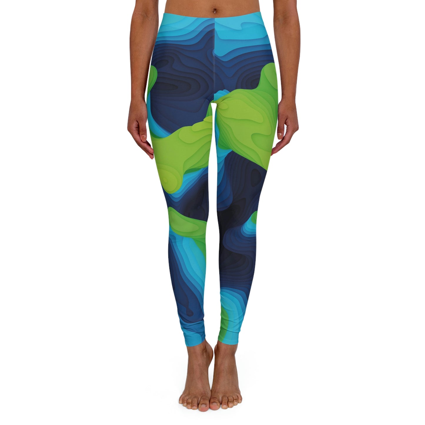 Abstract Women Leggings, One of a Kind Gift - Unique Workout Activewear tights for a friend Fitness Enthusiast , 3D earth . Mothers, aunt , Wife Gift
