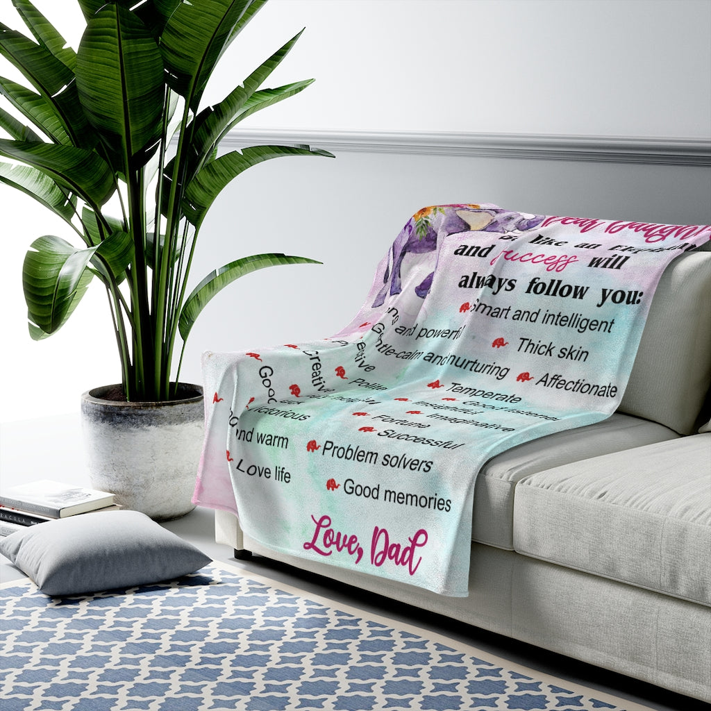 Be like an Elephant Velveteen Plush Blanket (Daughter from Dad)