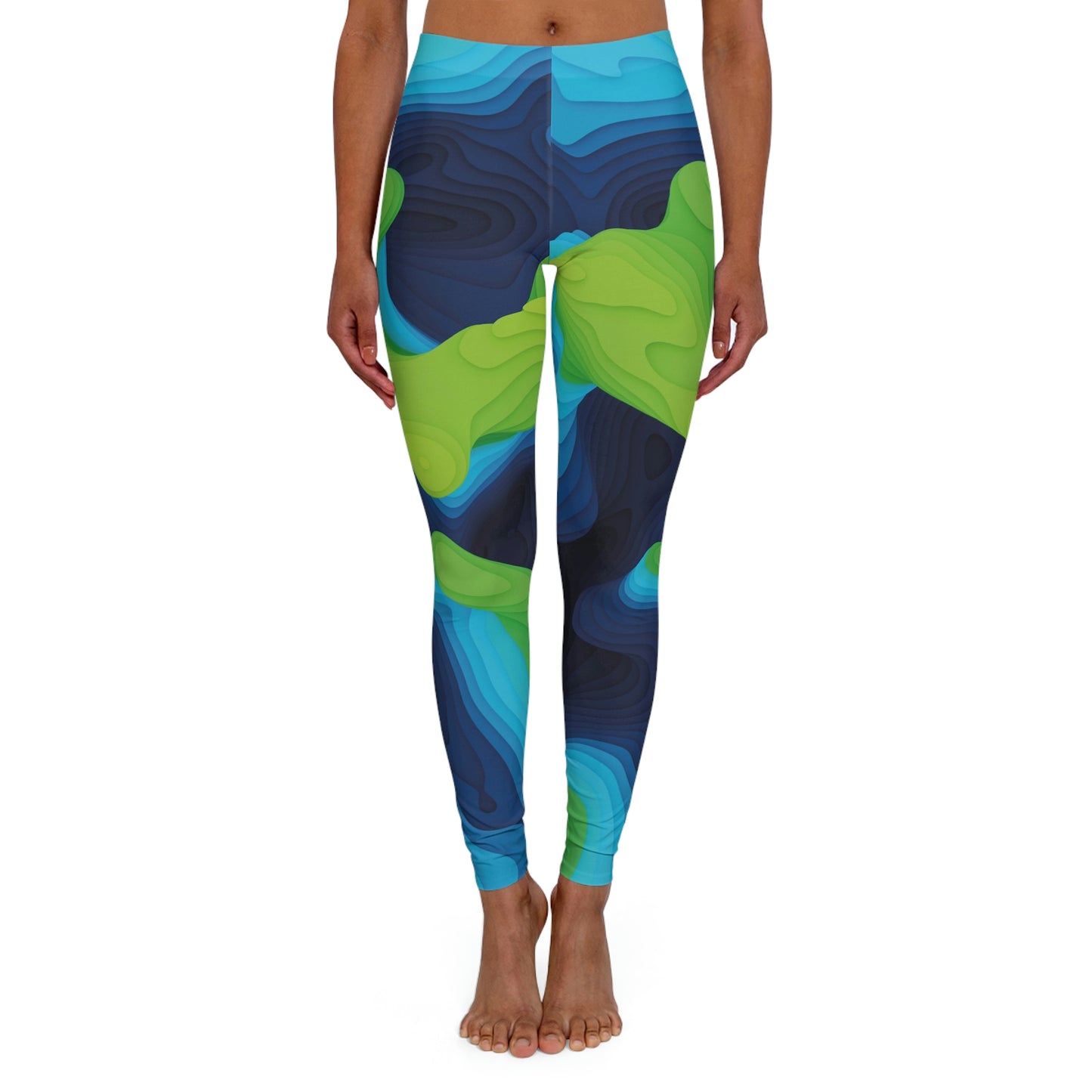 Abstract Women Leggings, One of a Kind Gift - Unique Workout Activewear tights for a friend Fitness Enthusiast , 3D earth . Mothers, aunt , Wife Gift