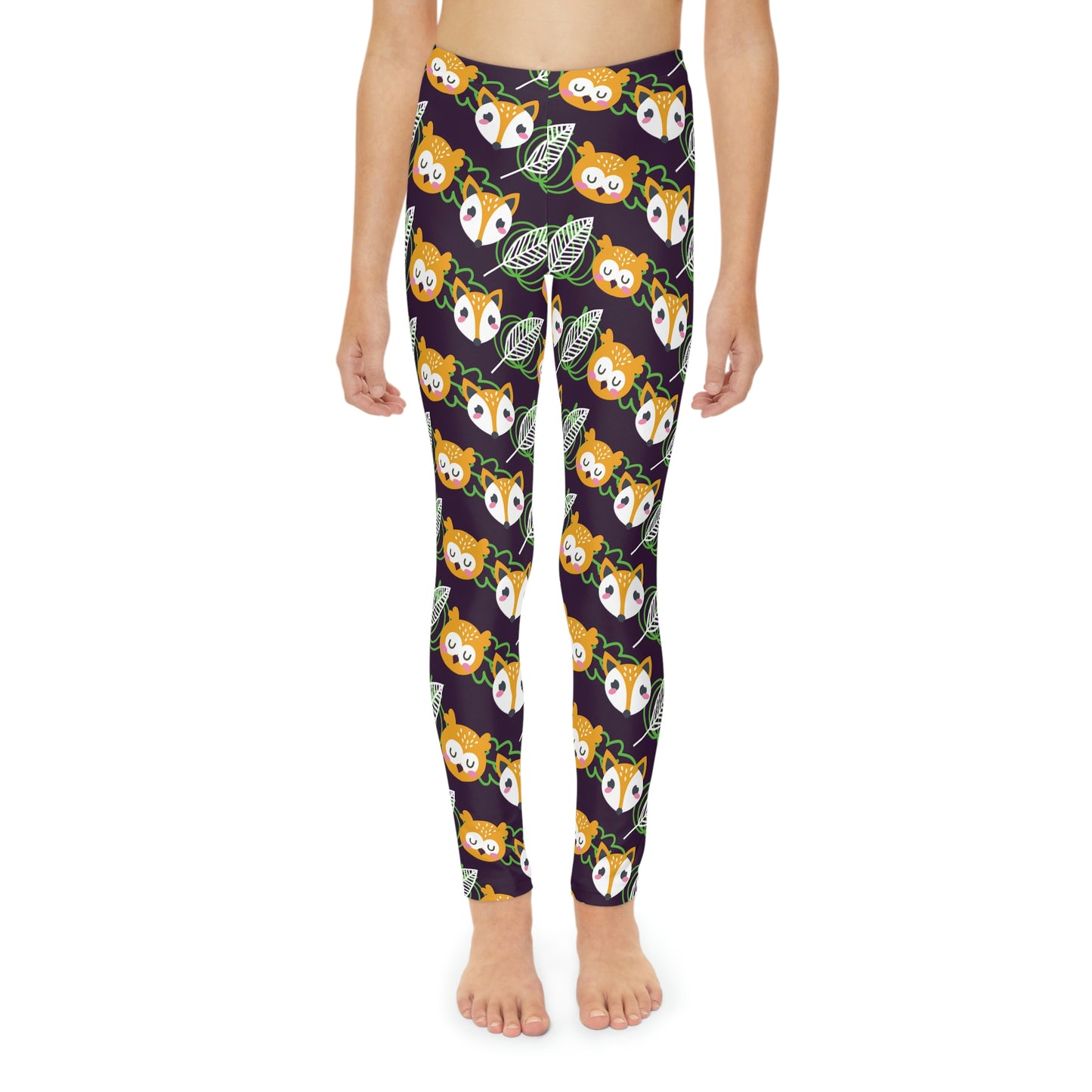 Fox Kawaii animal kingdom, Safari Youth Leggings, One of a Kind Gift - Unique Workout Activewear tights for kids, Daughter, Niece Christmas Gift