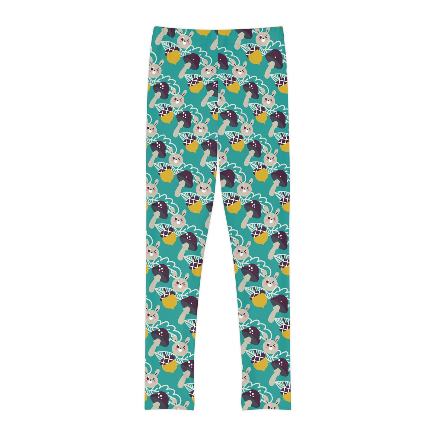 Bunny Mushroom Youth Leggings, One of a Kind Gift - Unique Workout Activewear tights for kids Fitness , Daughter, Niece Christmas Gift