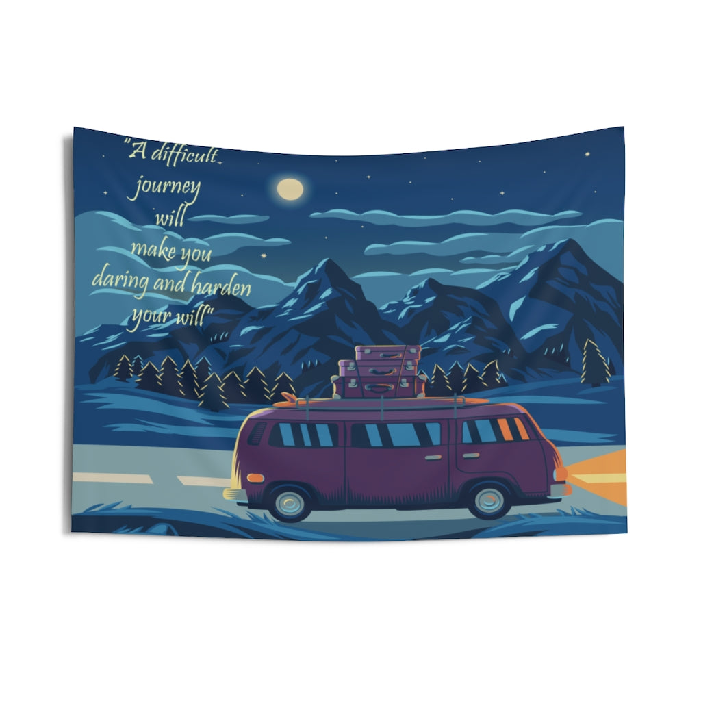 Camper Moon Tapestry Contemporary Home Decor . Inspirational Wall Hanging Art for Baby Nursery, Dorm room, Coastal Home . Housewarming Gift