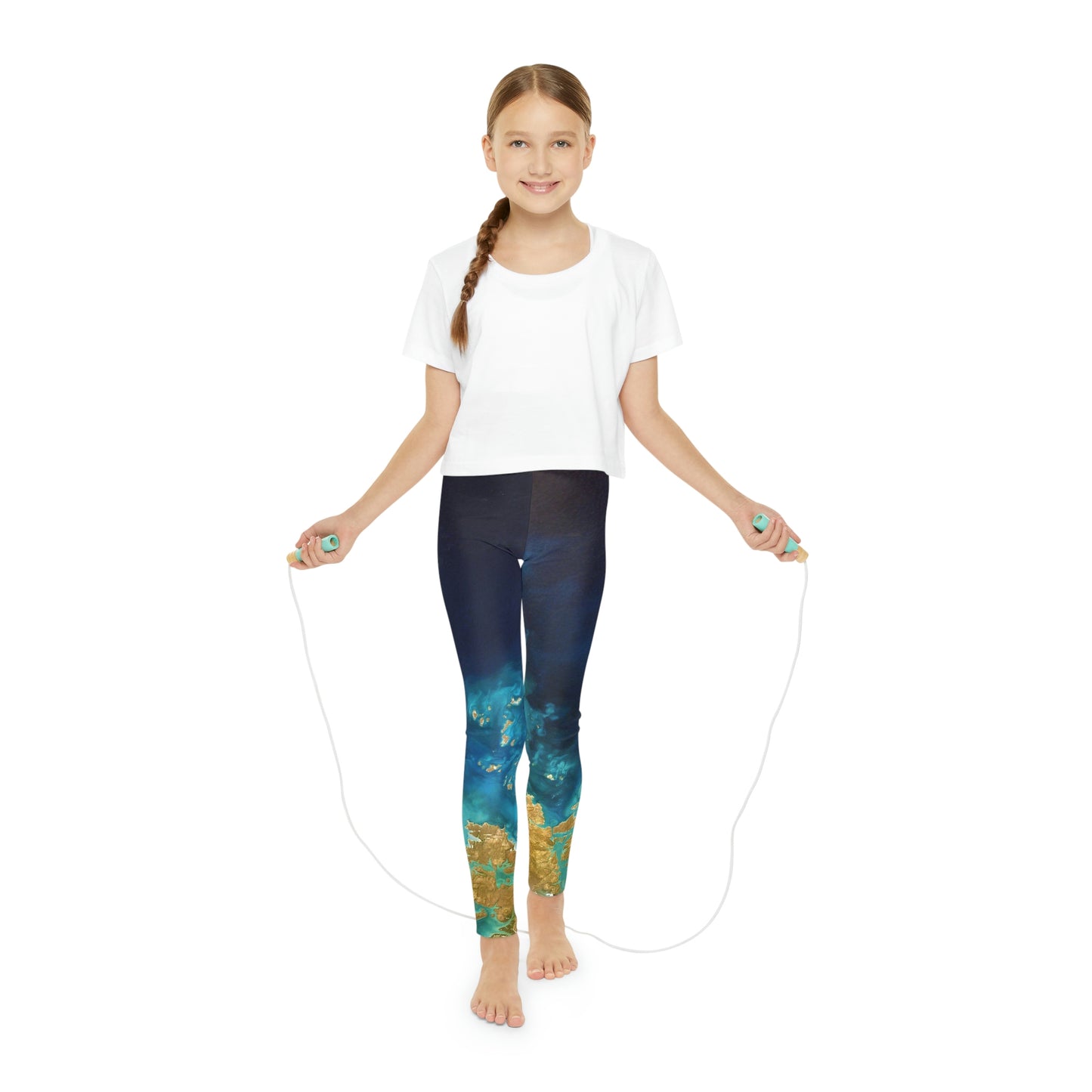 Planet Earth Youth Leggings, One of a Kind Gift - Unique Workout Activewear tights for kids fitness, Daughter, Niece Christmas Gift