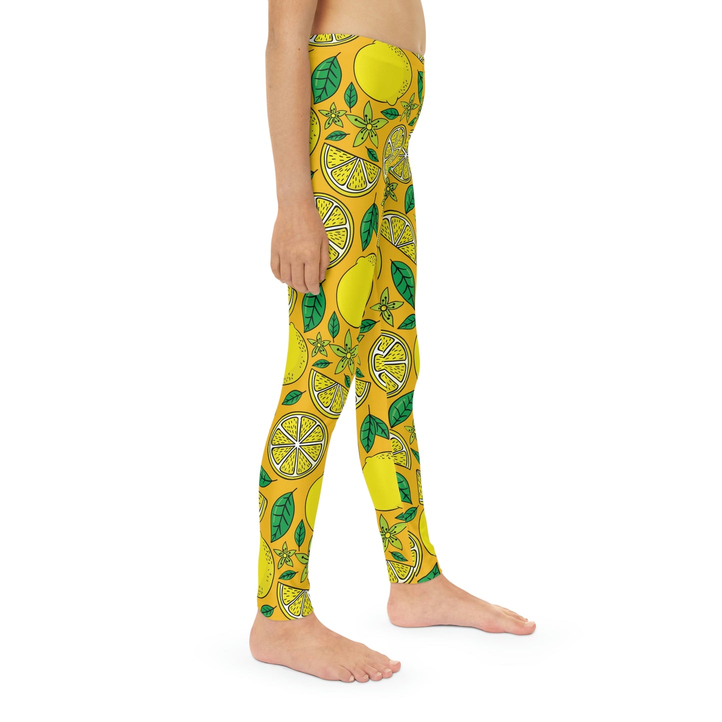 Lemon fruit, Cute Summer Youth Leggings, One of a Kind Gift - Workout Activewear tights for kids, Granddaughter, Niece Christmas Gift