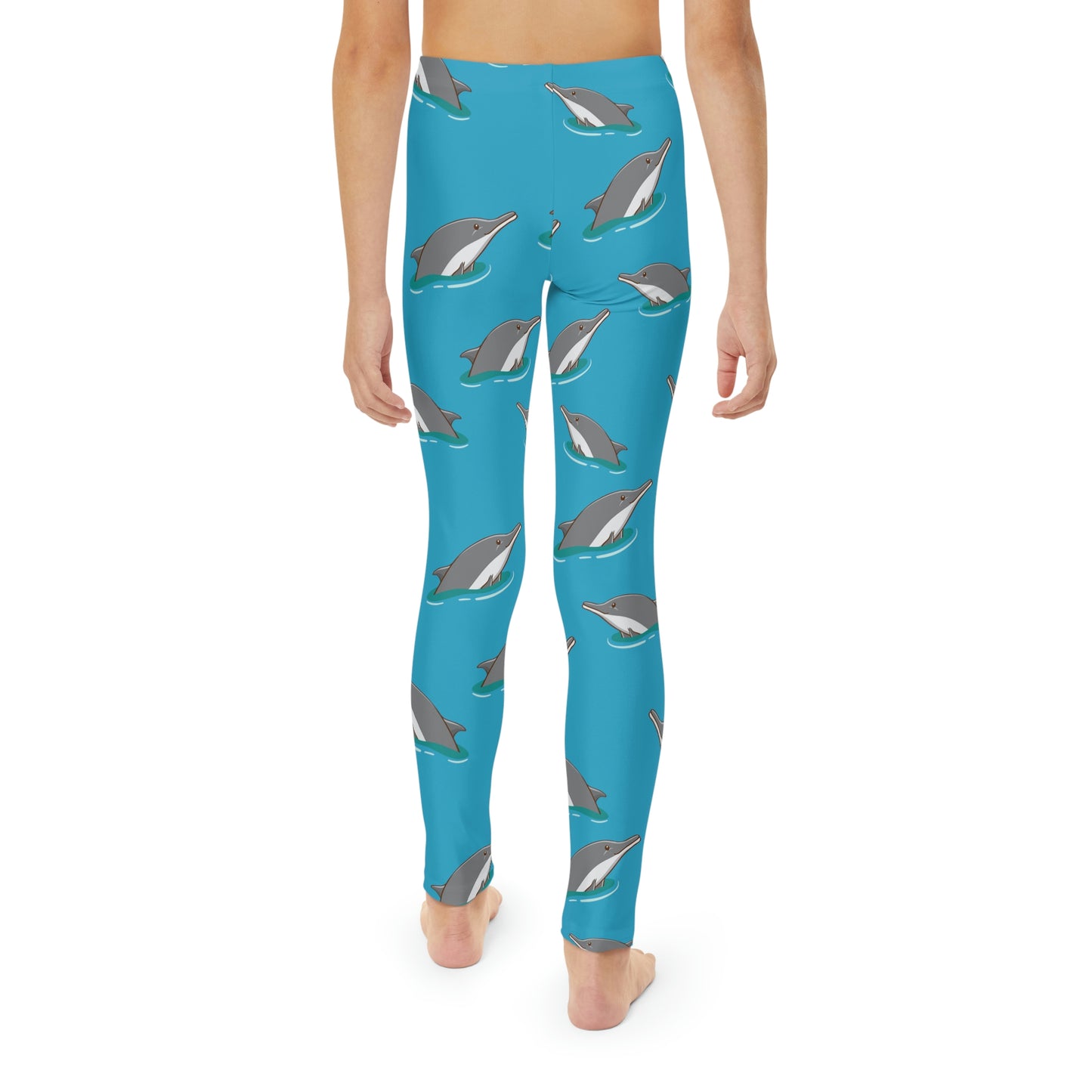 Dolphin, Ocean, Beach Youth Leggings, One of a Kind Gift - Unique Workout Activewear tights for kids fitness, Daughter, Niece Christmas Gift
