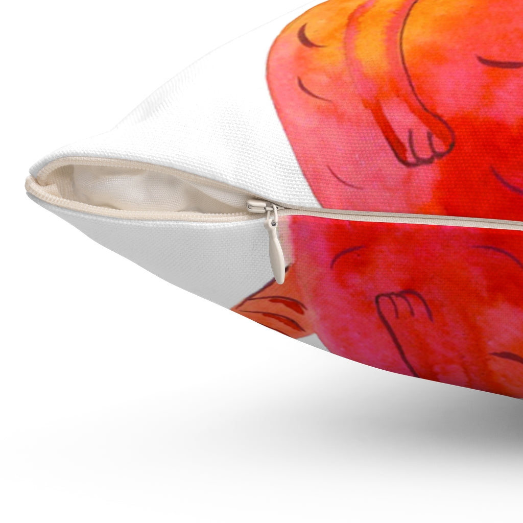 Crown Cat watercolor Spun Polyester Square Pillow