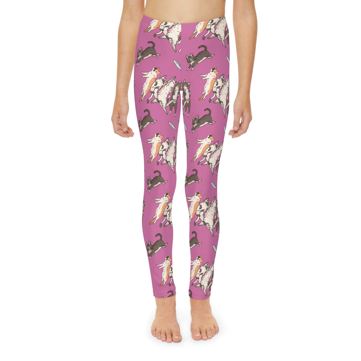 Cat Lovers Youth Leggings, One of a Kind Gift - Unique Workout Activewear tights for kids Fitness , Daughter, Niece Christmas Gift