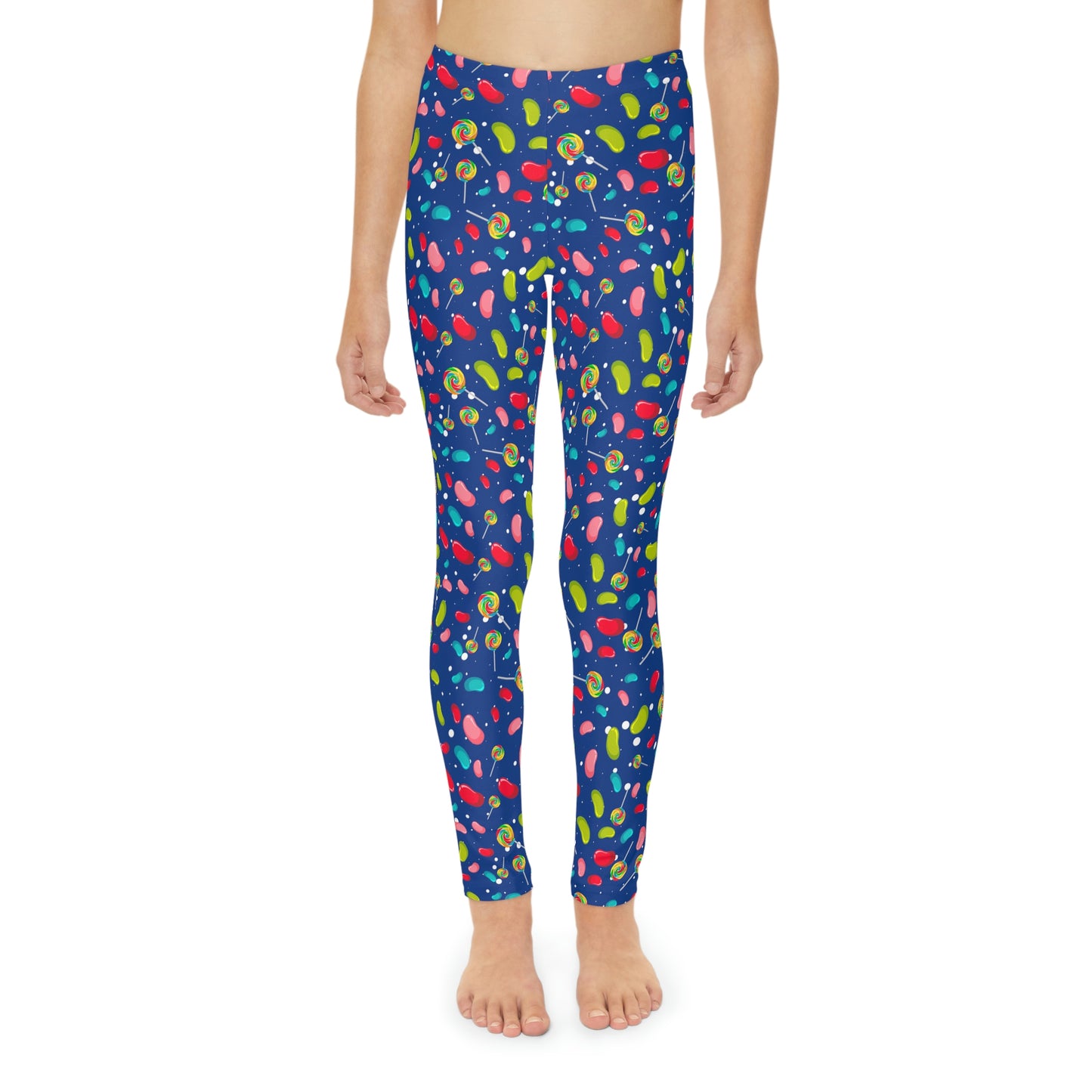 Candy Cane Youth Leggings, One of a Kind Gift - Unique Workout Activewear tights for kids Fitness , Daughter, Niece Christmas Gift