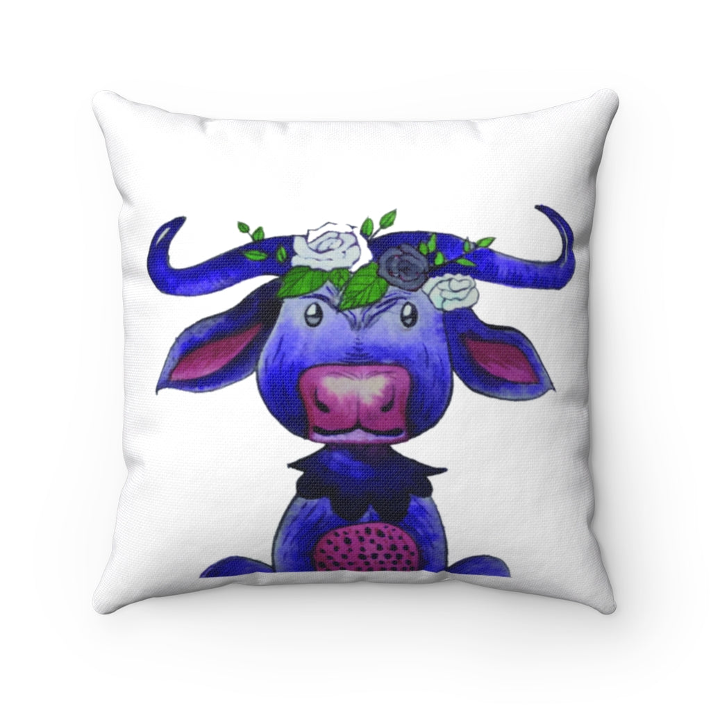 Vague Cape buffalo watercolor Spun Polyester Square Pillow