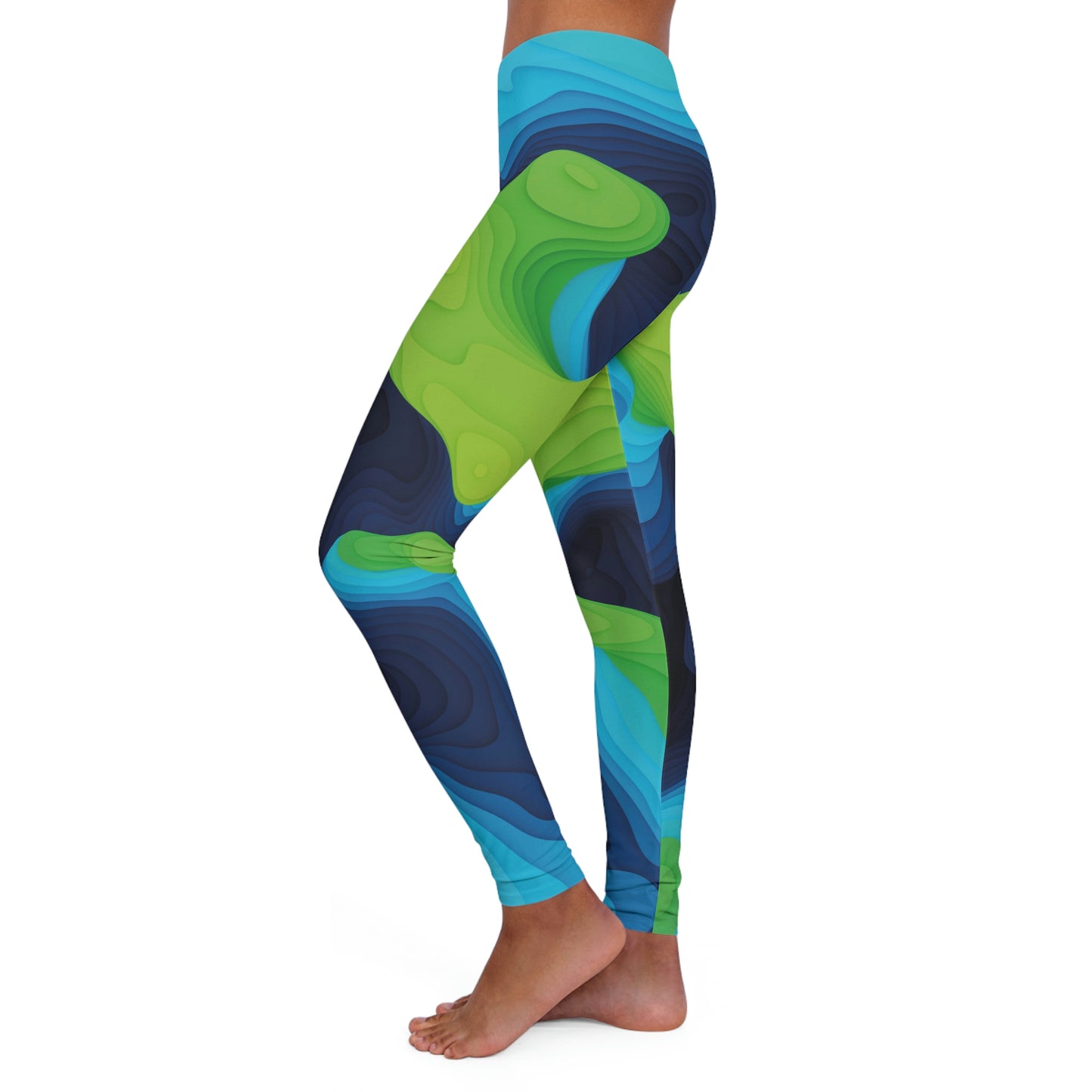 Abstract Women Leggings, One of a Kind Gift - Unique Workout Activewear tights for a friend Fitness Enthusiast , 3D earth . Mothers, aunt , Wife Gift