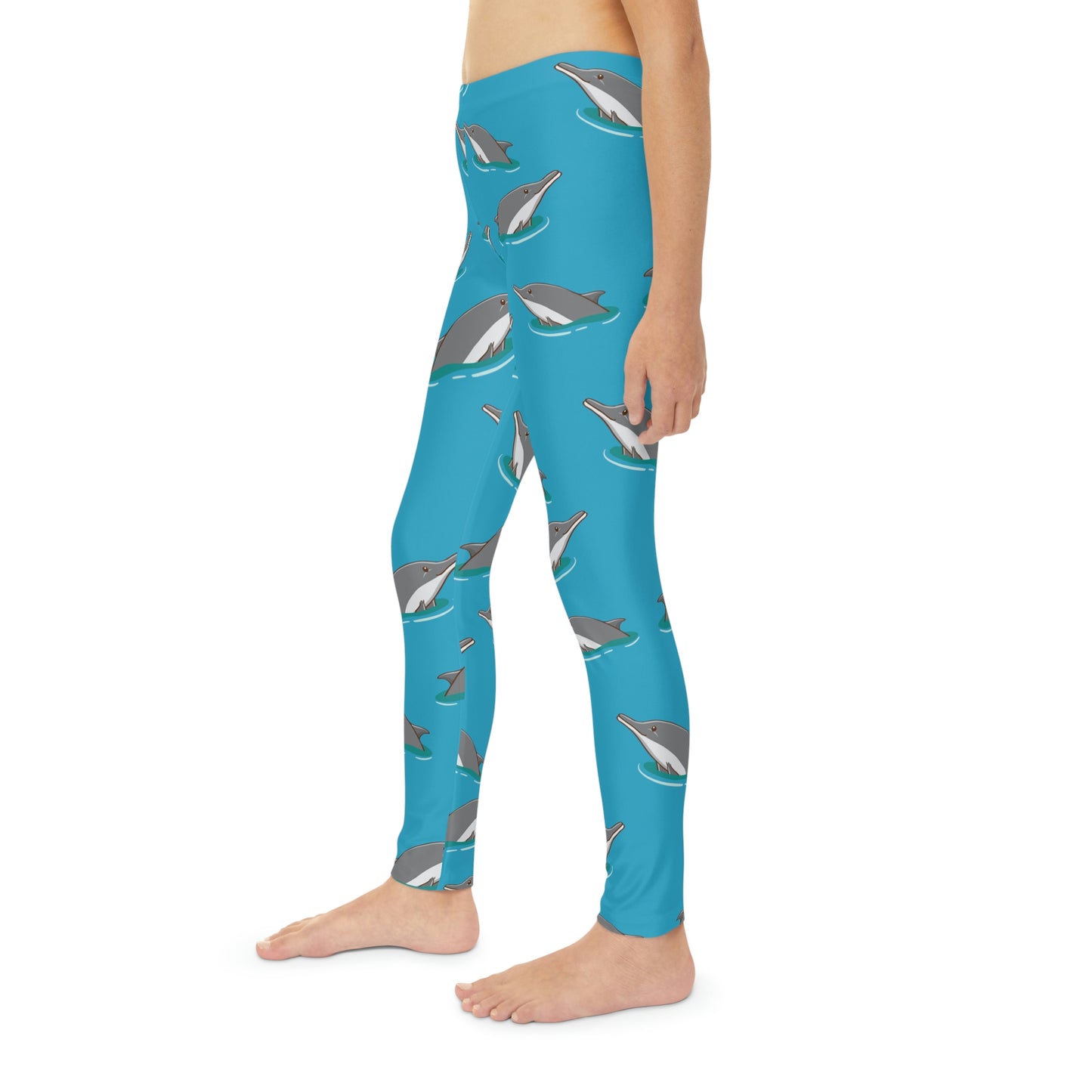 Dolphin, Ocean, Beach Youth Leggings, One of a Kind Gift - Unique Workout Activewear tights for kids fitness, Daughter, Niece Christmas Gift