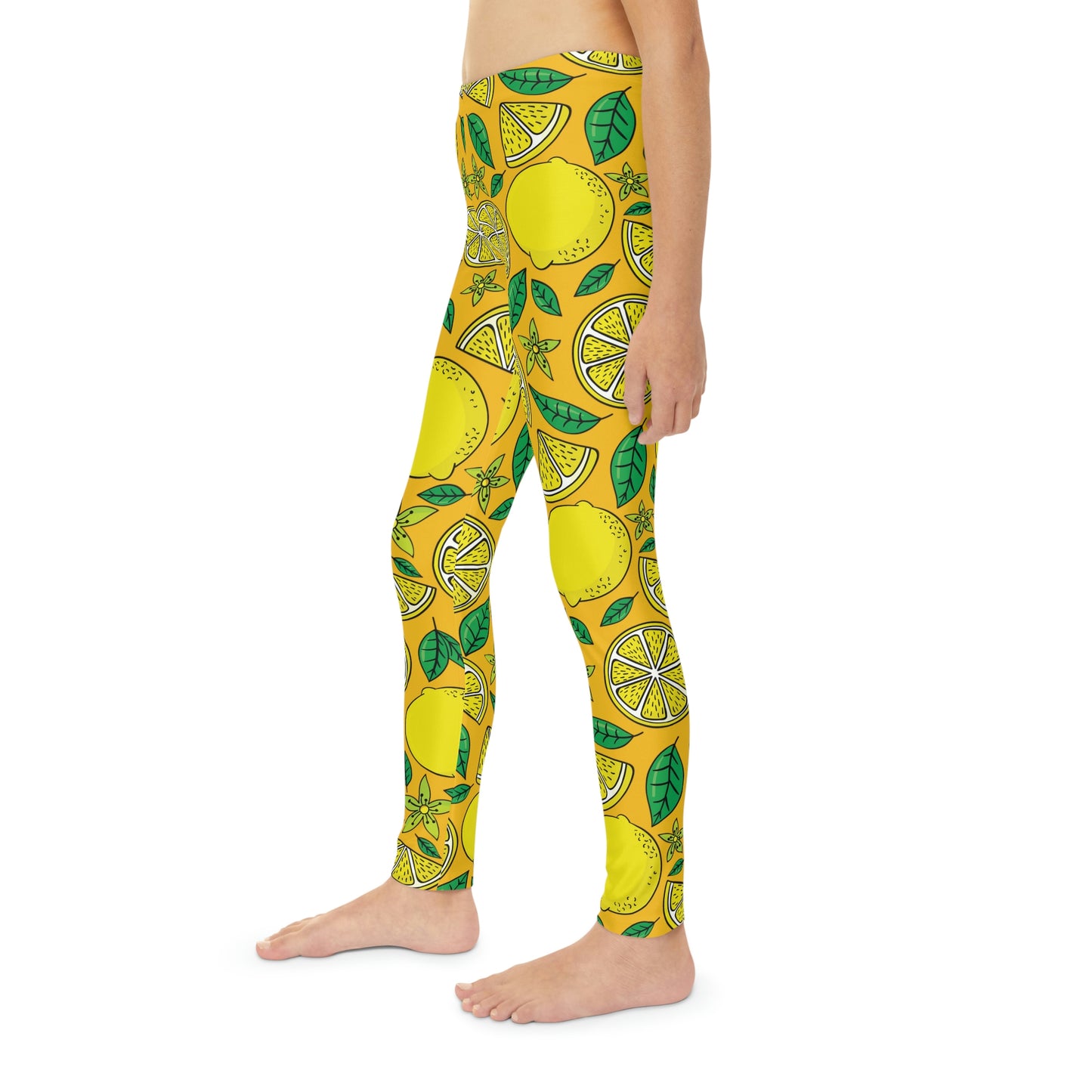 Lemon fruit, Cute Summer Youth Leggings, One of a Kind Gift - Workout Activewear tights for kids, Granddaughter, Niece Christmas Gift