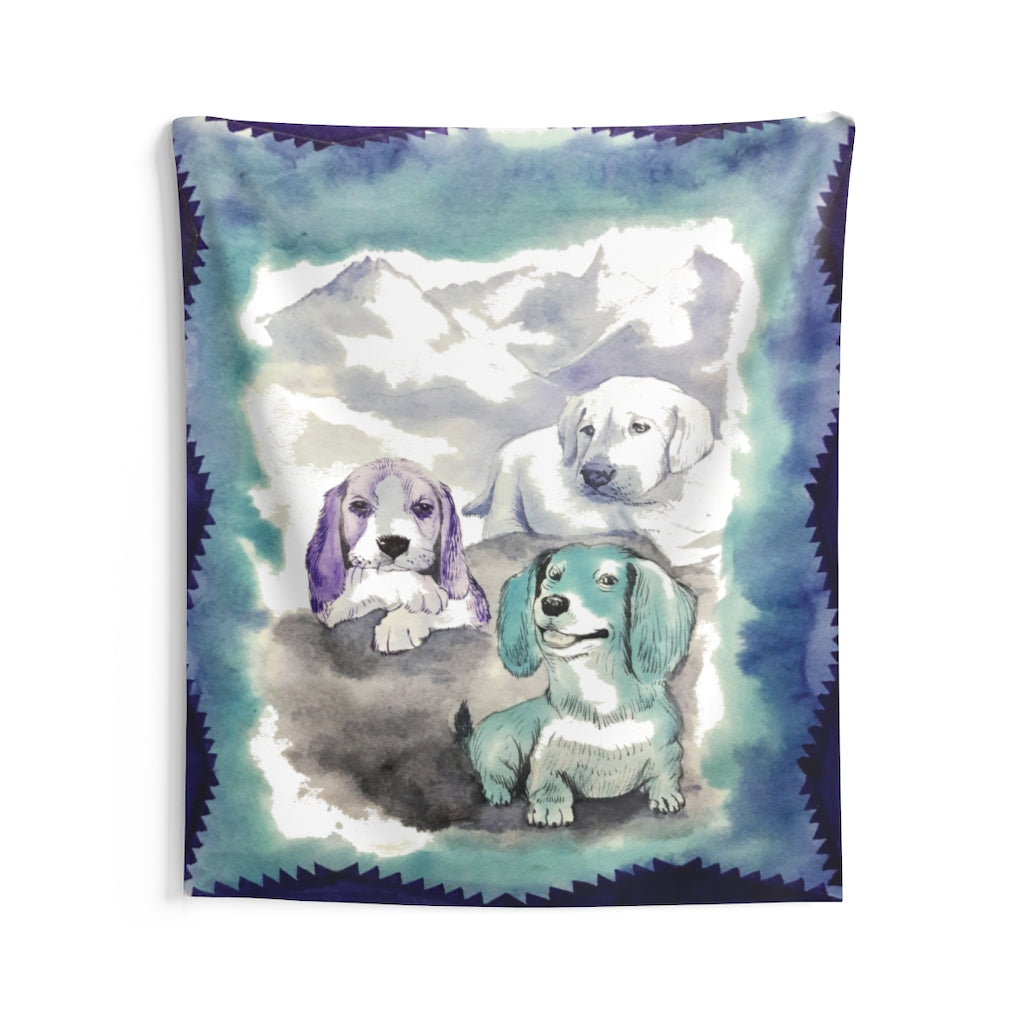 Dogs Mountain Art Tapestry Contemporary Home Decor . Galaxy Wall Hanging Art for Baby Nursery, Dorm room, Coastal Home . Housewarming Gift