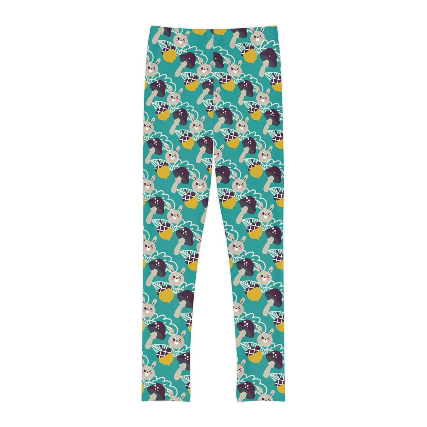 Bunny Mushroom Youth Leggings, One of a Kind Gift - Unique Workout Activewear tights for kids Fitness , Daughter, Niece Christmas Gift
