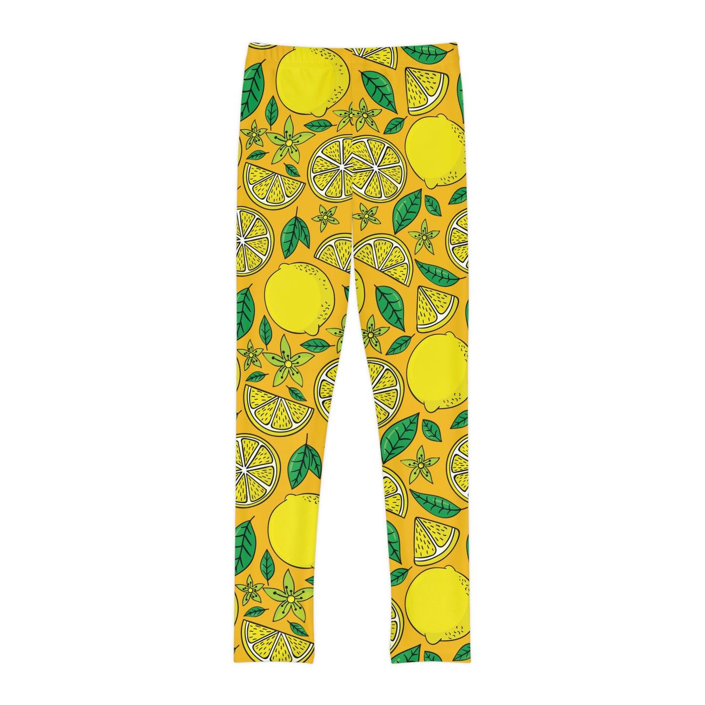 Lemon fruit, Cute Summer Youth Leggings, One of a Kind Gift - Workout Activewear tights for kids, Granddaughter, Niece Christmas Gift