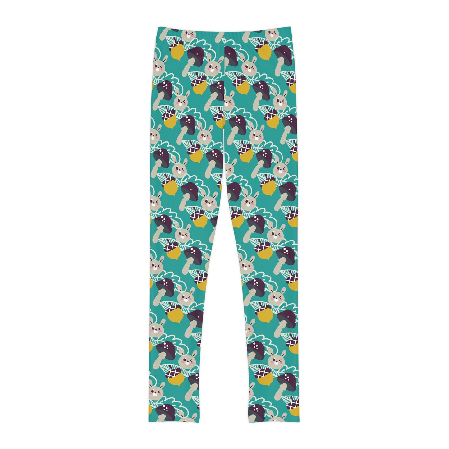 Bunny Mushroom Youth Leggings, One of a Kind Gift - Unique Workout Activewear tights for kids Fitness , Daughter, Niece Christmas Gift