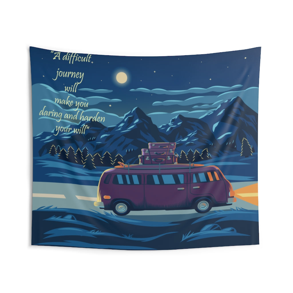 Camper Moon Tapestry Contemporary Home Decor . Inspirational Wall Hanging Art for Baby Nursery, Dorm room, Coastal Home . Housewarming Gift