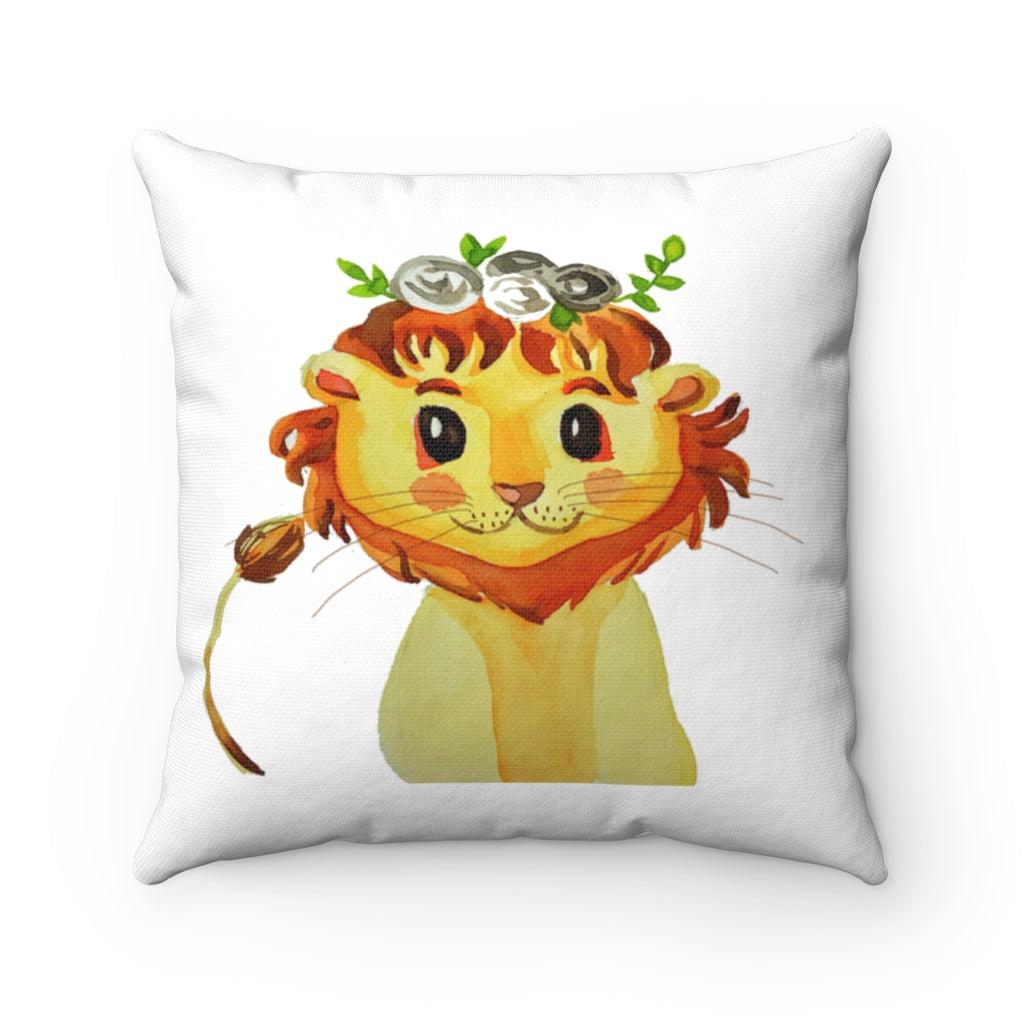 Little Lioness Watercolor Spun Polyester Square Pillow