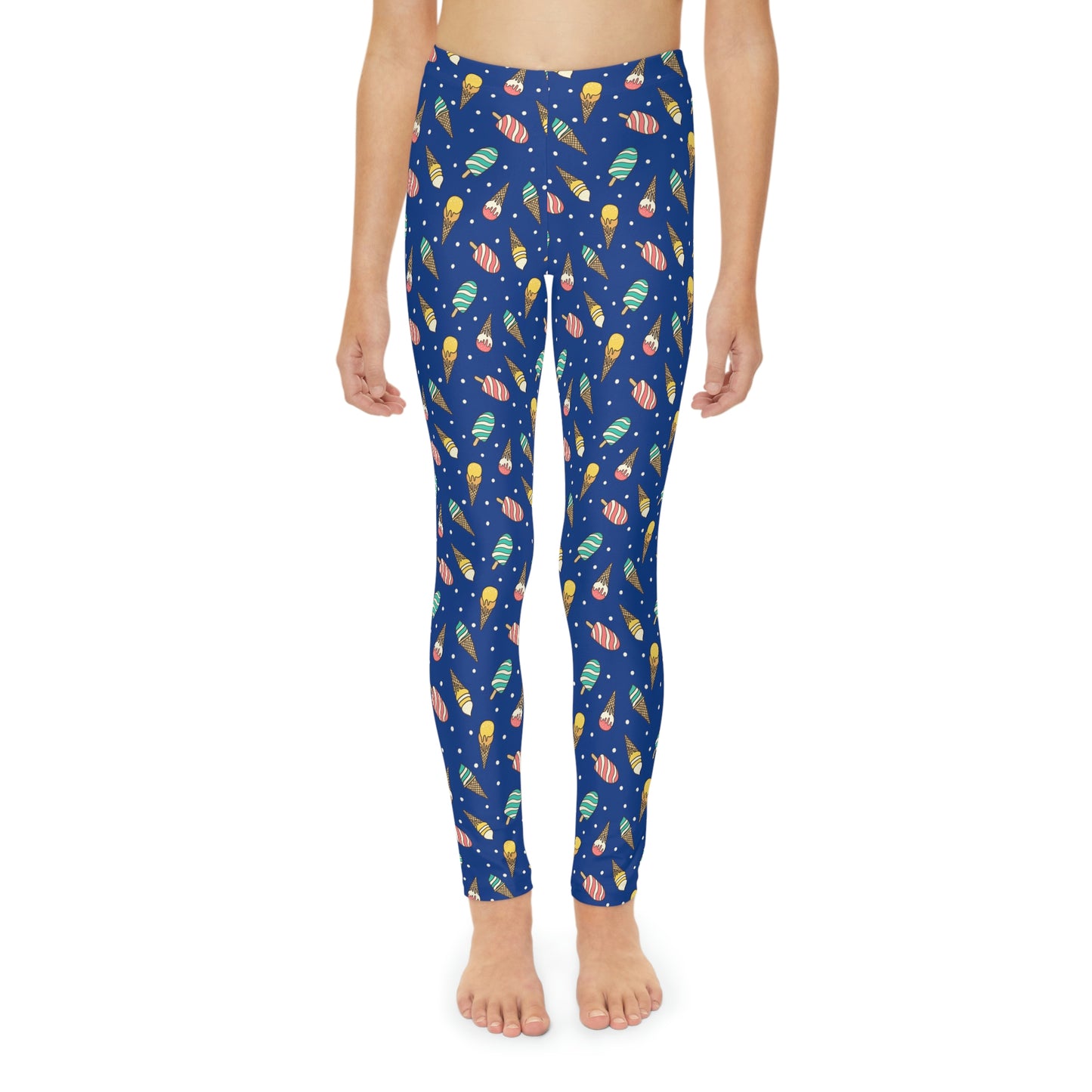 Ice Cream Scoop Cute Summer Youth Leggings, One of a Kind Gift - Workout Activewear tights for kids, Granddaughter, Niece Christmas Gift
