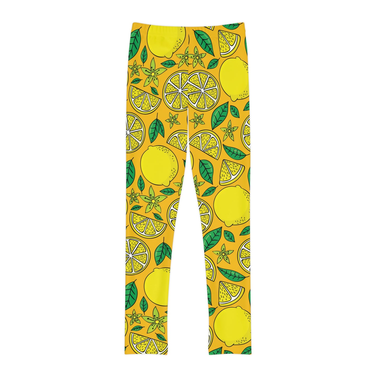 Lemon fruit, Cute Summer Youth Leggings, One of a Kind Gift - Workout Activewear tights for kids, Granddaughter, Niece Christmas Gift