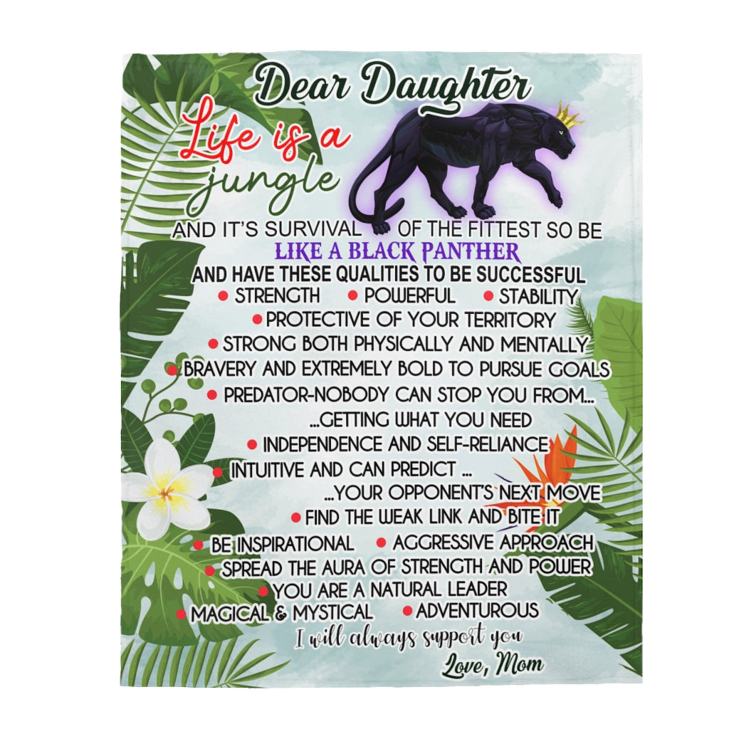 Be like a Black Panther Velveteen Plush Blanket (Daughter from Mom)
