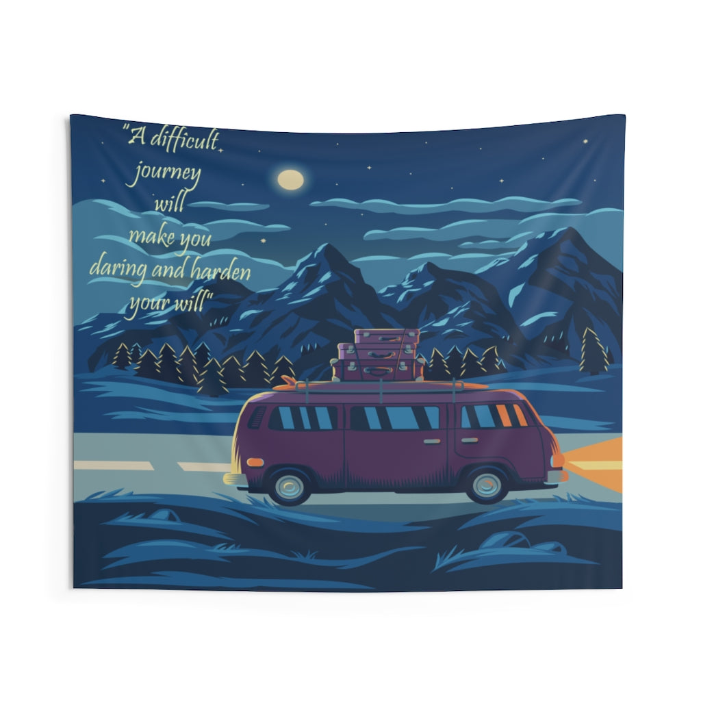 Camper Moon Tapestry Contemporary Home Decor . Inspirational Wall Hanging Art for Baby Nursery, Dorm room, Coastal Home . Housewarming Gift