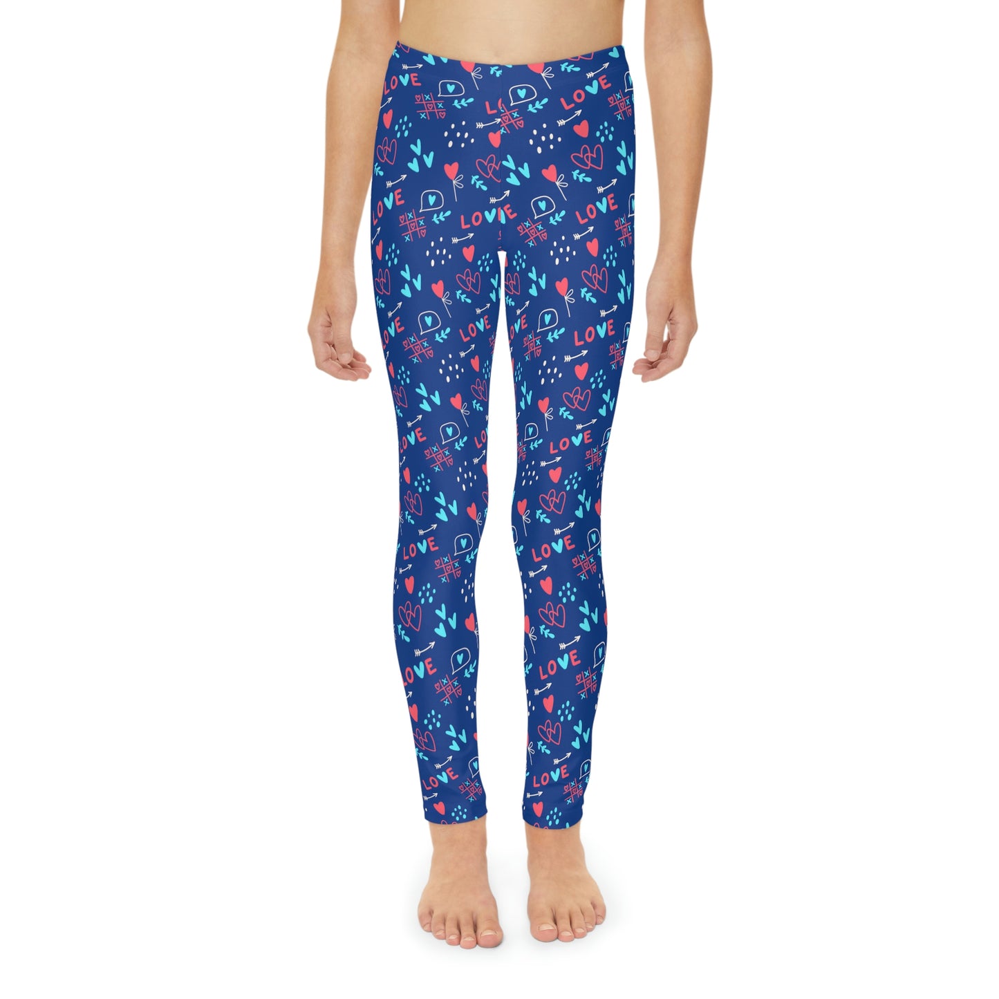 Valentine Youth Leggings, One of a Kind Gift - Unique Workout Activewear tights for kids fitness, Daughter, Niece Christmas Gifts