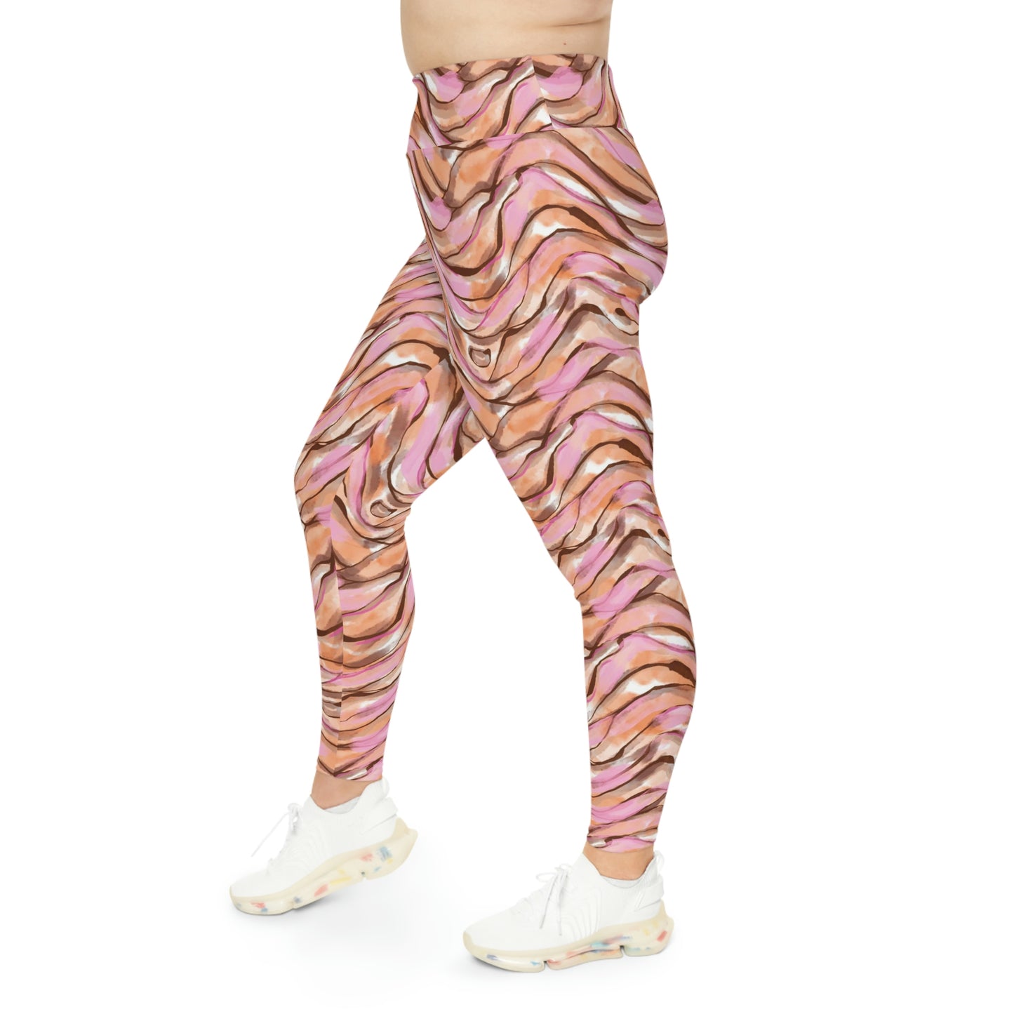 Plus Size Tiger Print Leggings, One of a Kind Gift - Workout Activewear for Wife Fitness, Best Friend, mom and me tights Christmas Gift