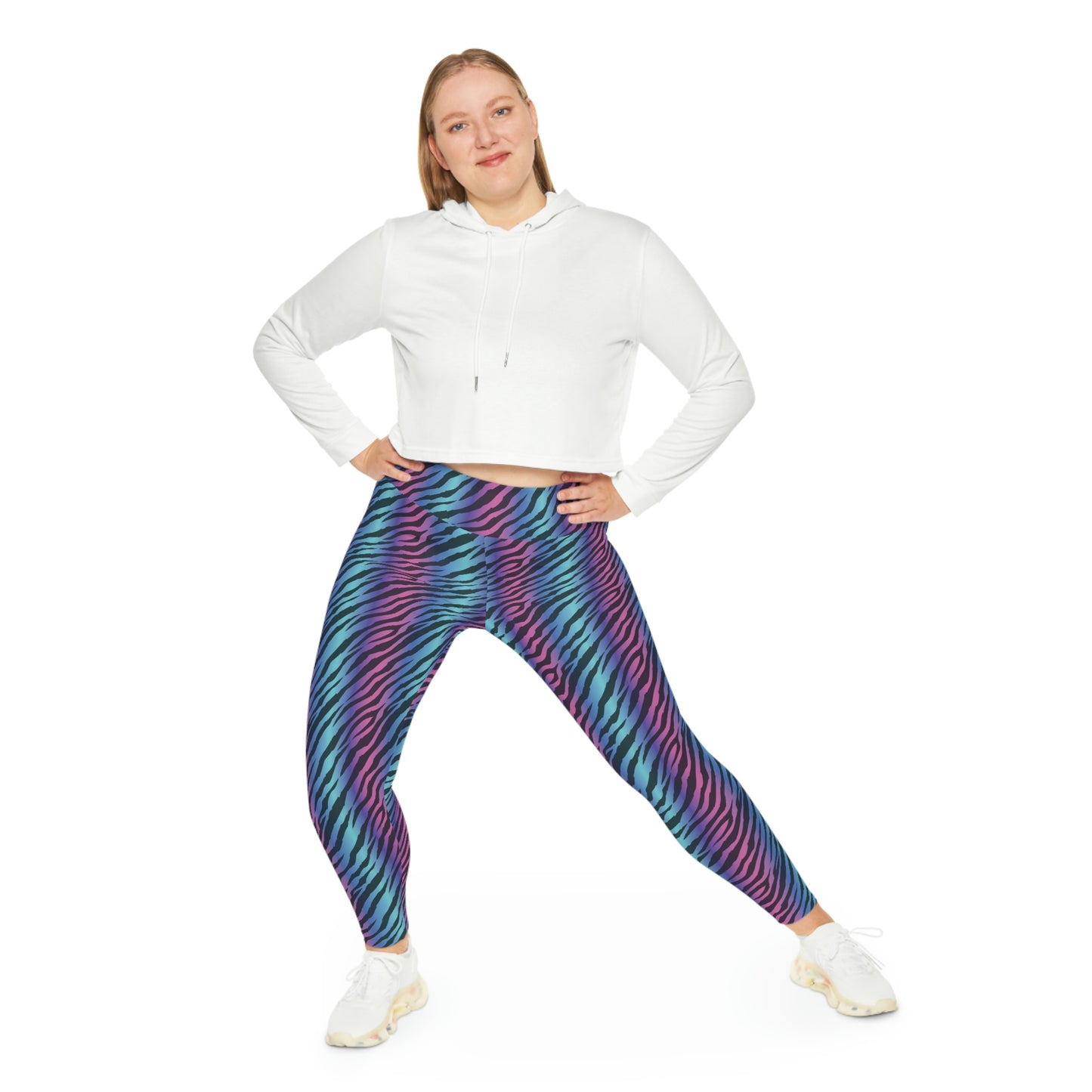 Zebra Print Plus Size Leggings One of a Kind Gift - Unique Workout Activewear tights for Mom fitness, Mothers Day, Girlfriend Christmas Gift