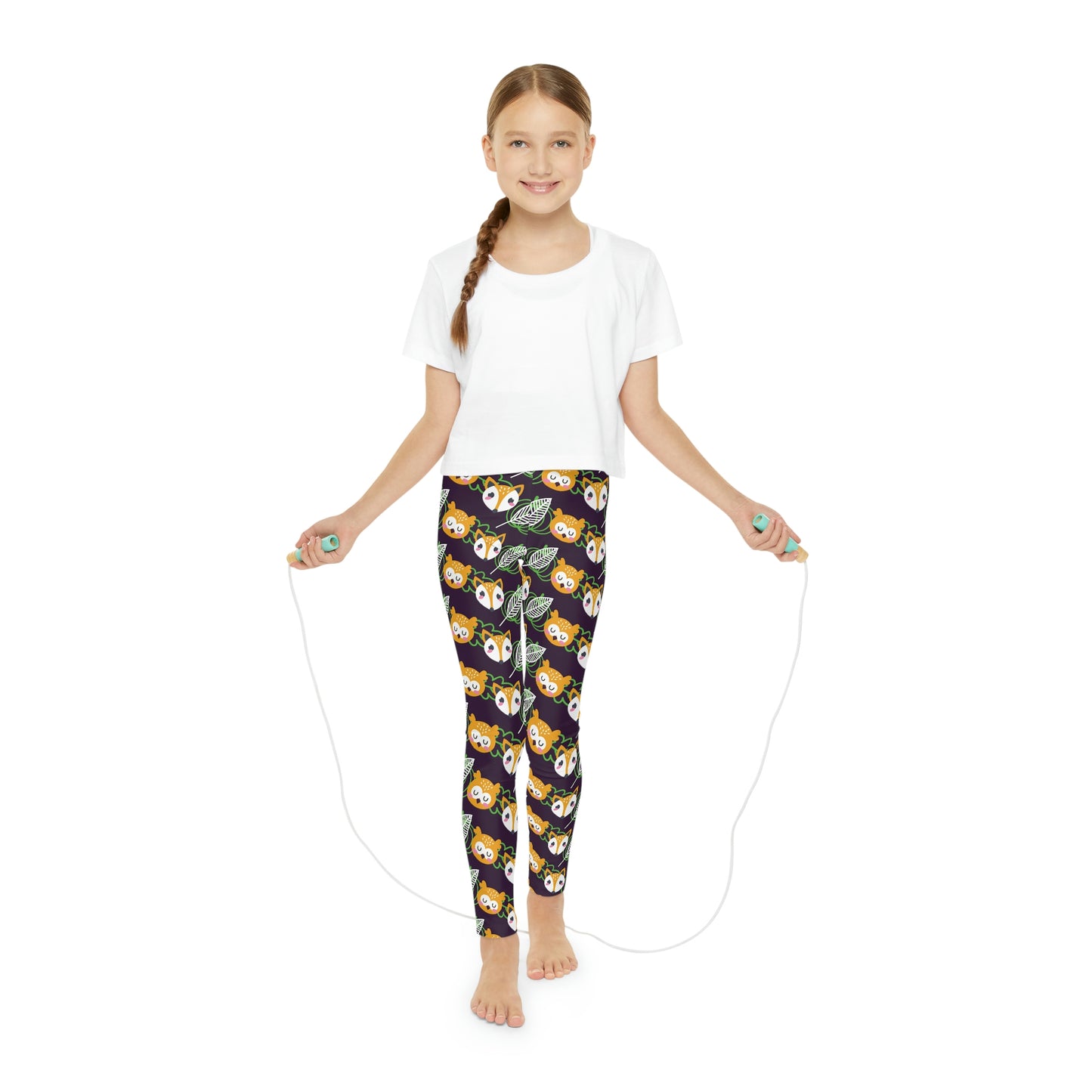 Fox Kawaii animal kingdom, Safari Youth Leggings, One of a Kind Gift - Unique Workout Activewear tights for kids, Daughter, Niece Christmas Gift