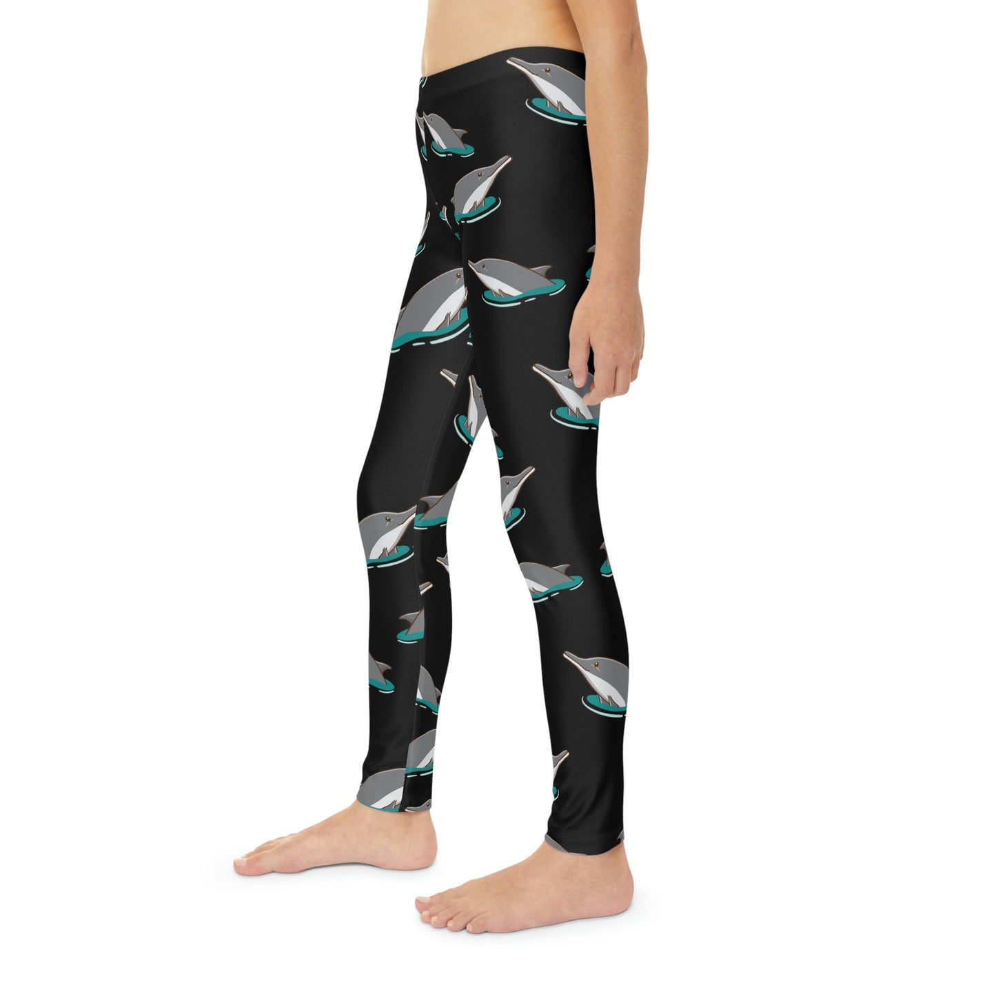 Dolphin, Ocean, Beach Youth Leggings, One of a Kind Gift - Unique Workout Activewear tights for kids fitness, Daughter, Niece Christmas Gift