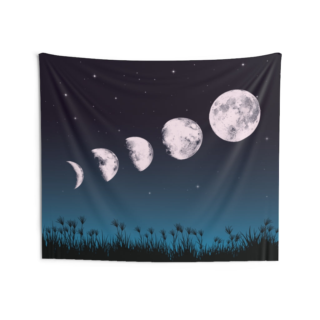 Moon Phase Tapestry for Contemporary Home Decor . Inspirational Wall Hanging Art for Baby Nursery, Dorm room, Coastal Home . Housewarming Gift