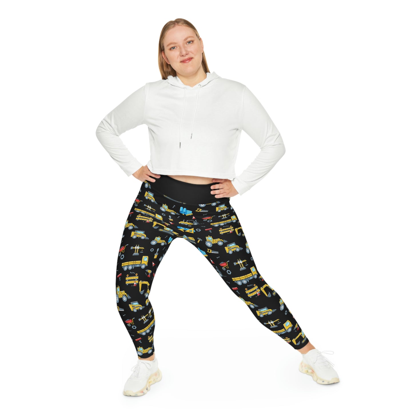 Construction Plus Size Leggings One of a Kind Workout Activewear for Wife Fitness, Best Friend, mom and me tights, Mothers day , Christmas Gift