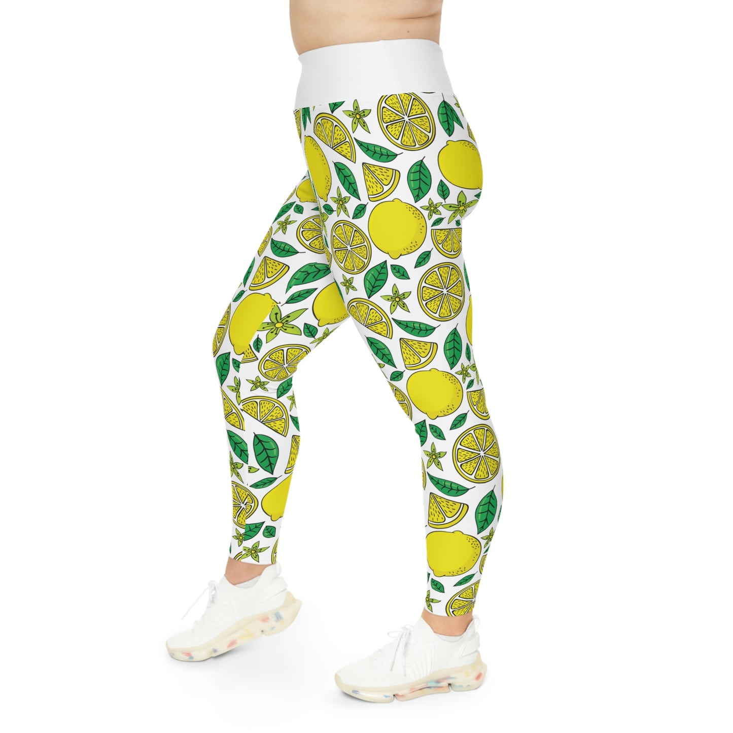 Lemon Summer Plus Size Leggings One of a Kind Unique Workout Activewear tights for Mom fitness, Mothers Day, Girlfriend Christmas Gift