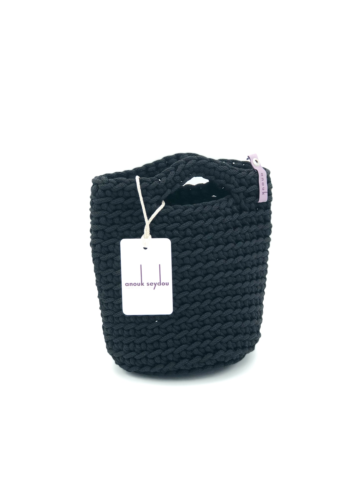 Tote Bag Scandinavian Style Crochet Tote Bag Size MINI Black