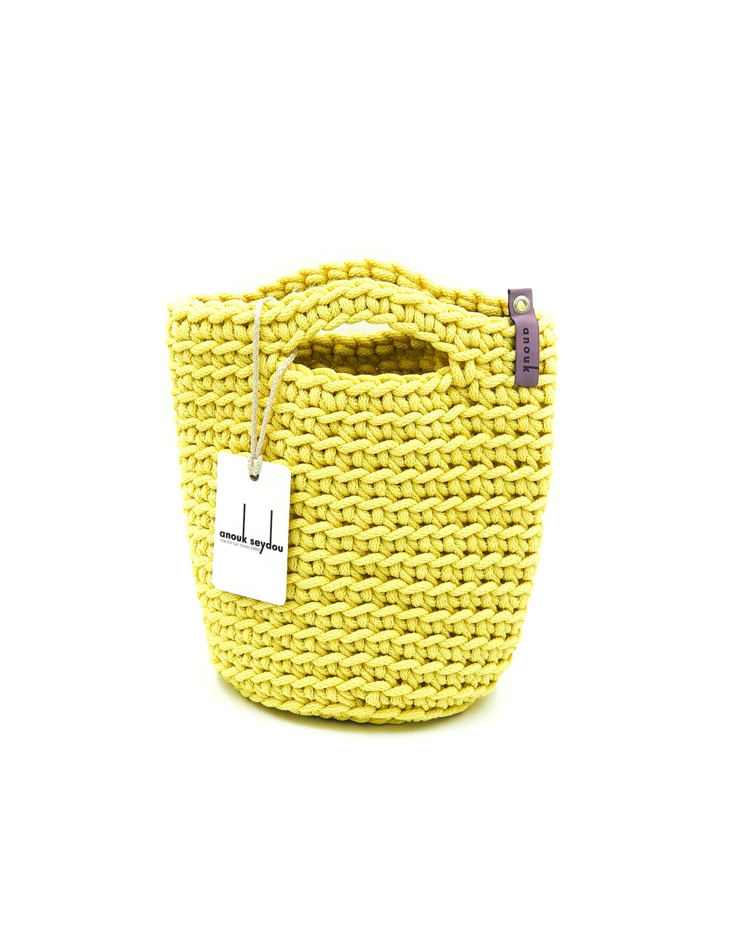 Tote Bag Scandinavian Style Crochet Tote Bag Size MINI Bright Yellow