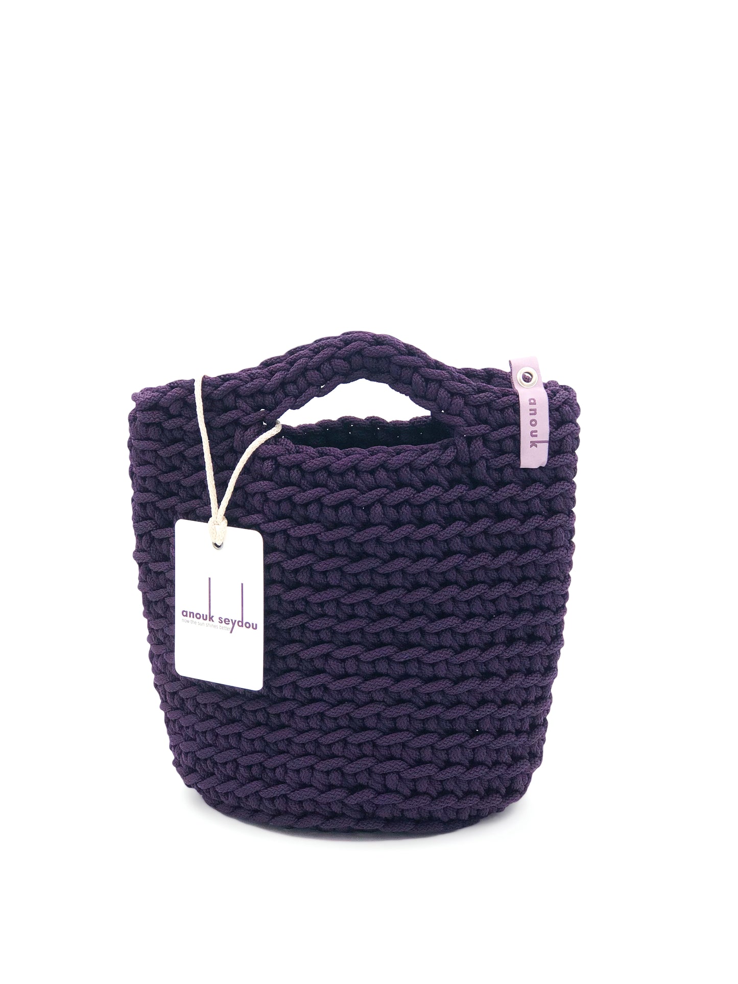 Tote Bag Scandinavian Style Crochet Tote Bag Size MINI Dark Peach Deep Violet