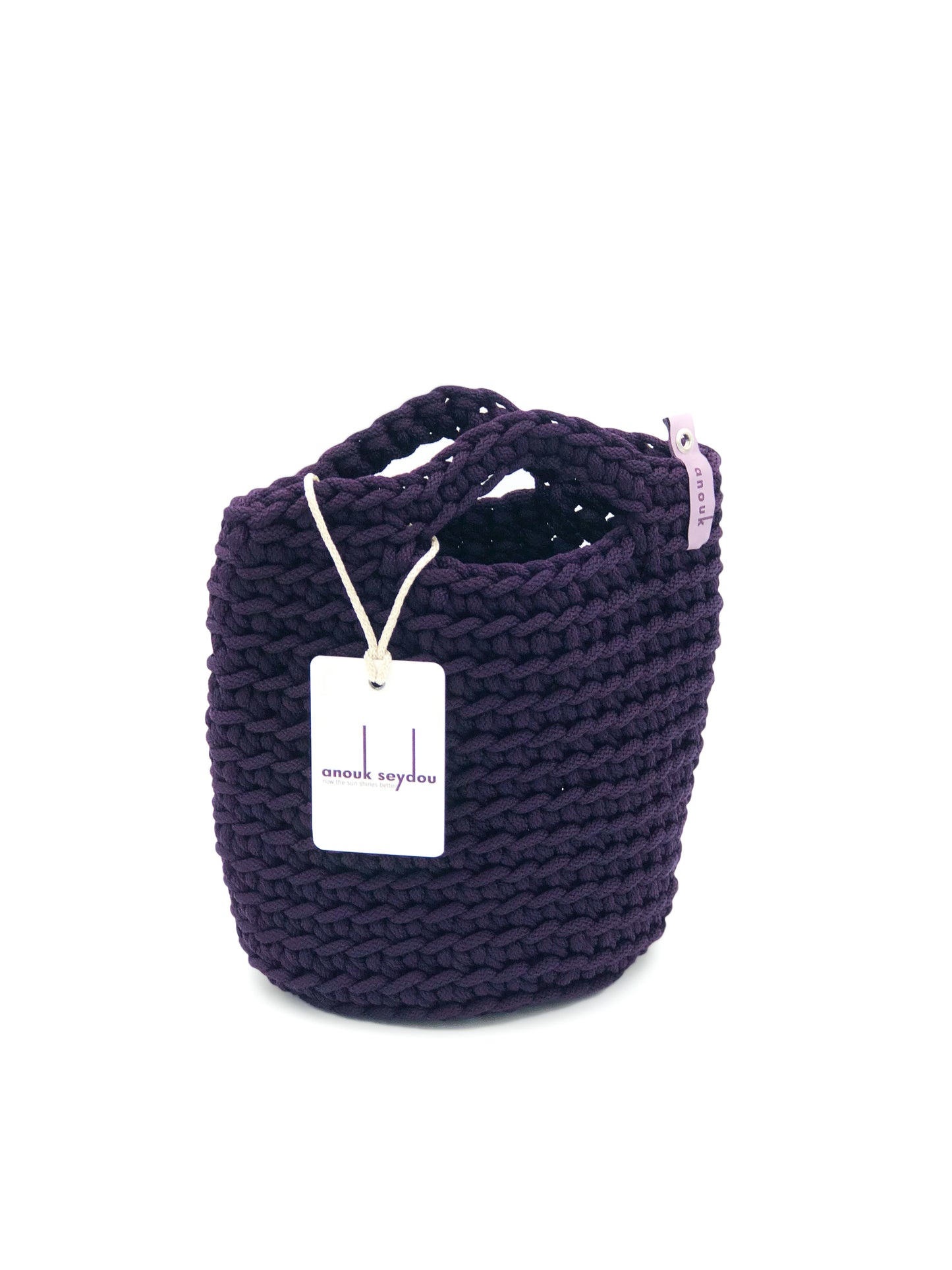 Tote Bag Scandinavian Style Crochet Tote Bag Size MINI Dark Peach Deep Violet