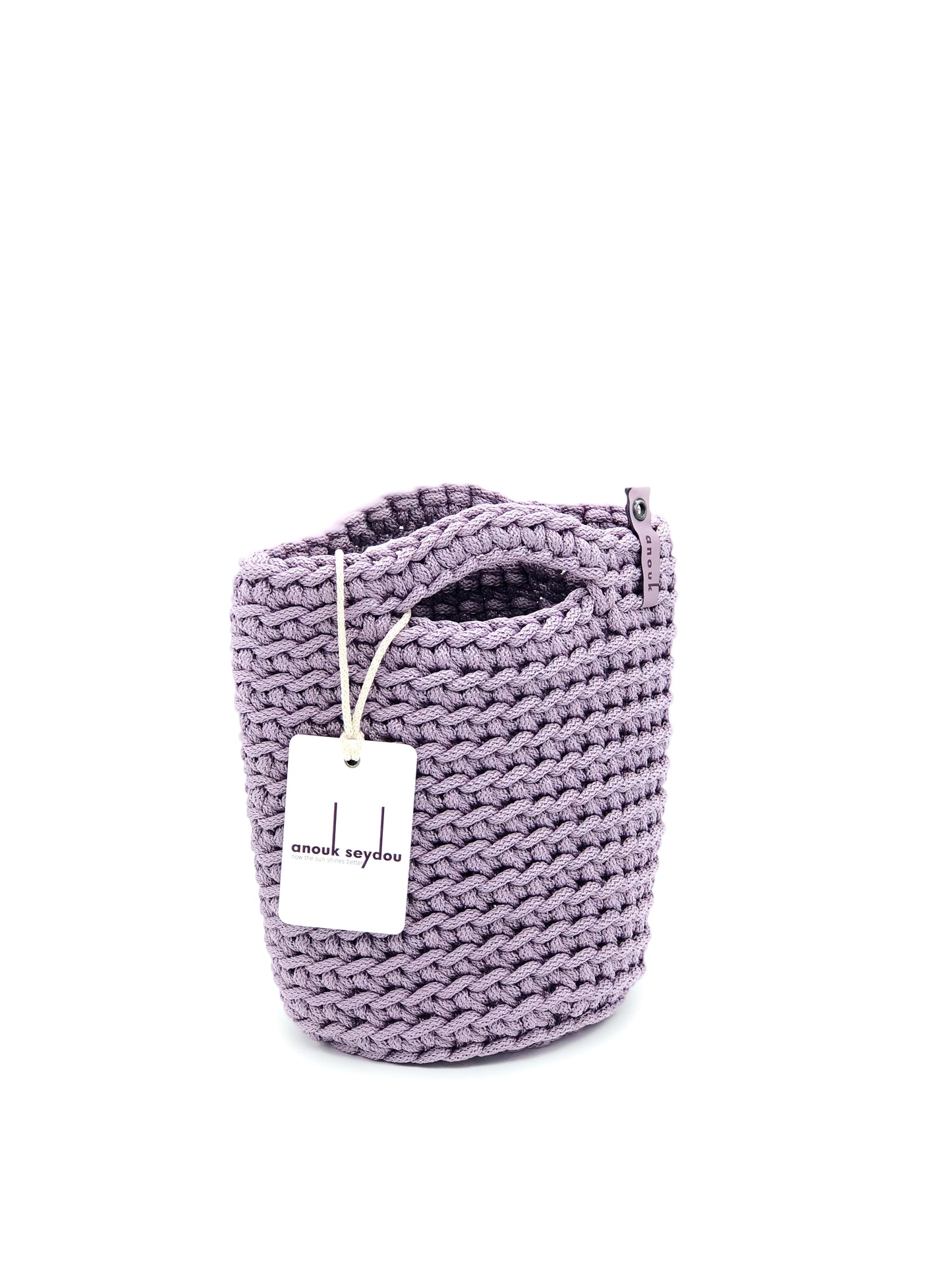 Tote Bag Scandinavian Style Glossy Lilac Crochet Tote Bag Size MINI