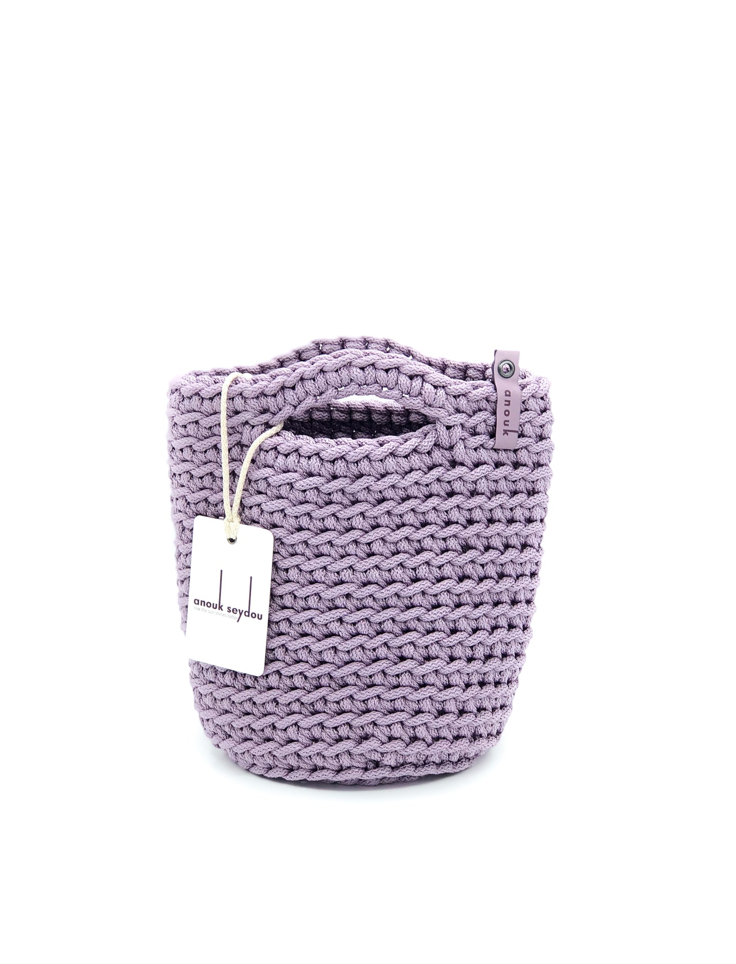 Tote Bag Scandinavian Style Glossy Lilac Crochet Tote Bag Size MINI