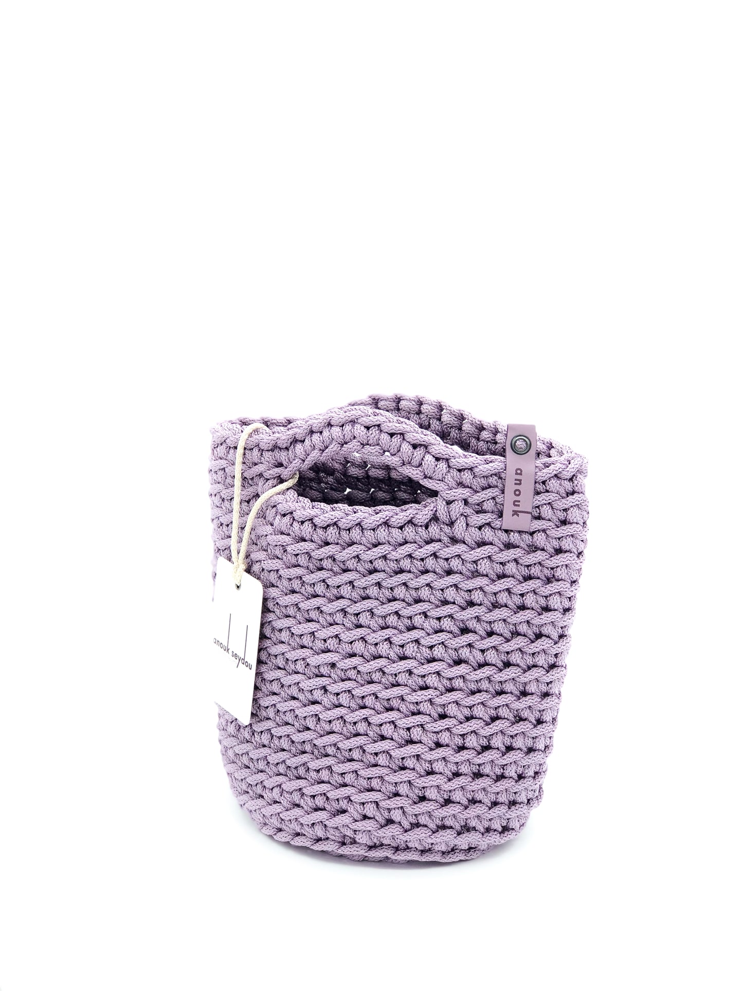 Tote Bag Scandinavian Style Glossy Lilac Crochet Tote Bag Size MINI