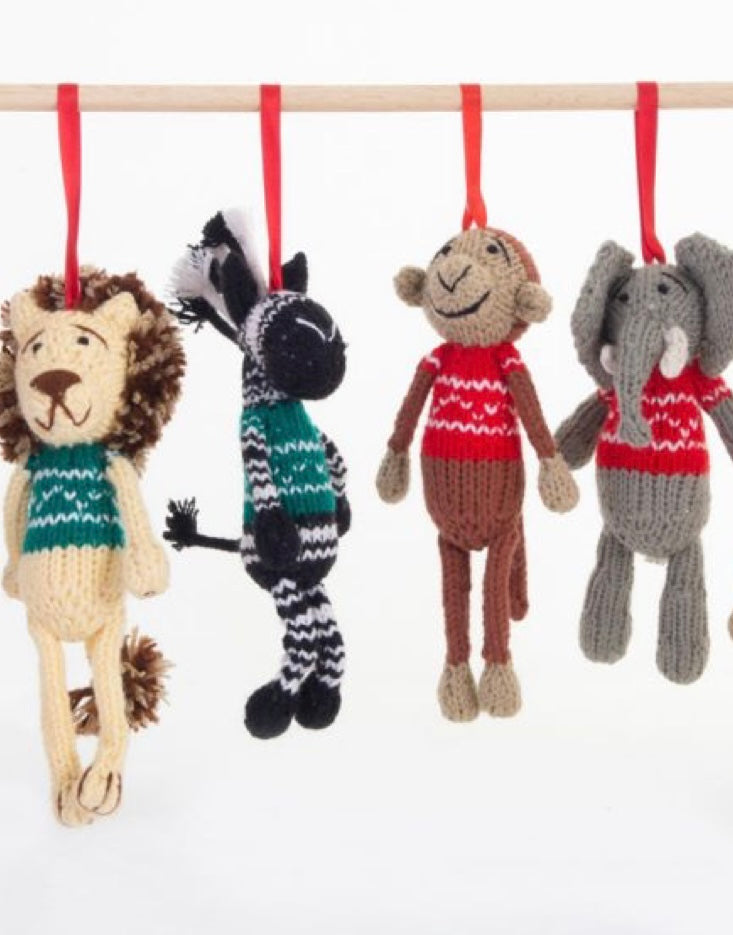 Christmas Ornaments Set of 4, Knitted Amigurumi Cute Desk Decor Toy, Baby's First Nativity, Stocking Stuffer, Unique Festive Decor