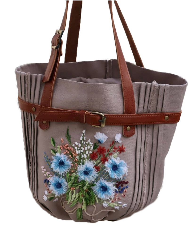 Embroidered Bucket Tote Bag