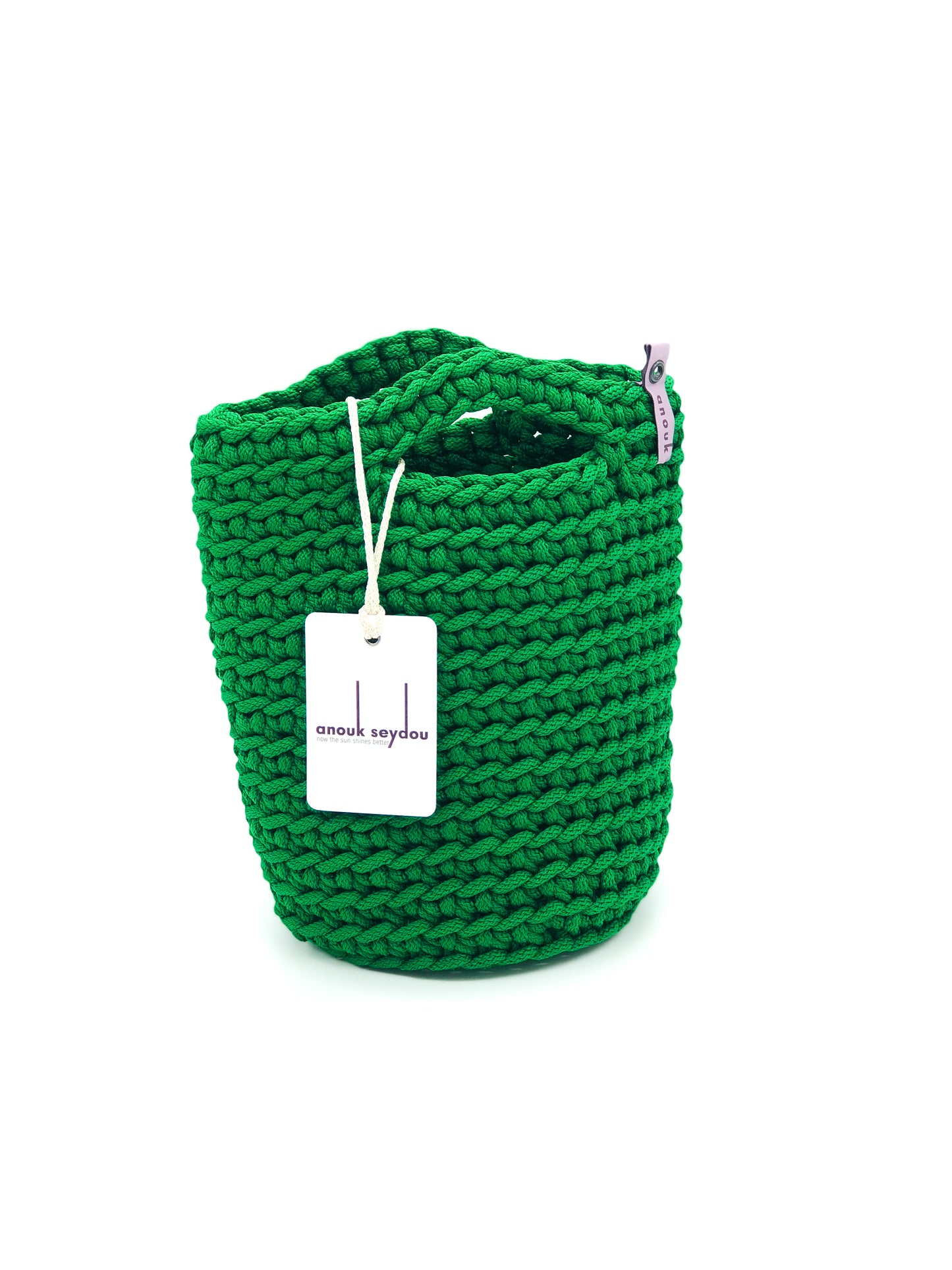 Tote Bag Scandinavian Style Kelly Green Crochet Tote Bag Size MINI