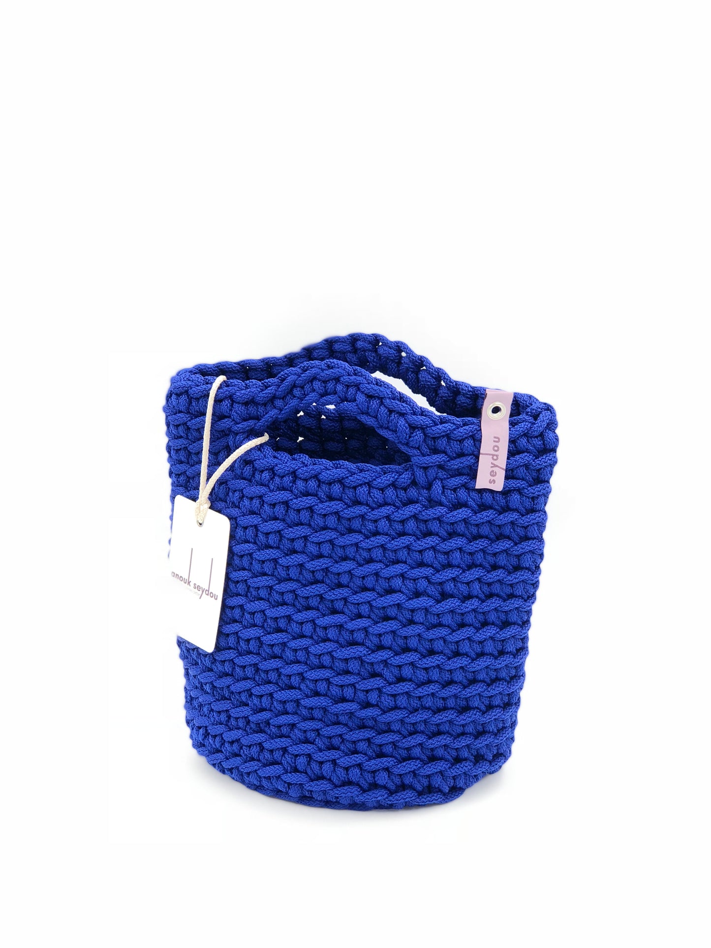 Tote Bag Scandinavian Style Midnight Blue Crochet Tote Bag Size MINI