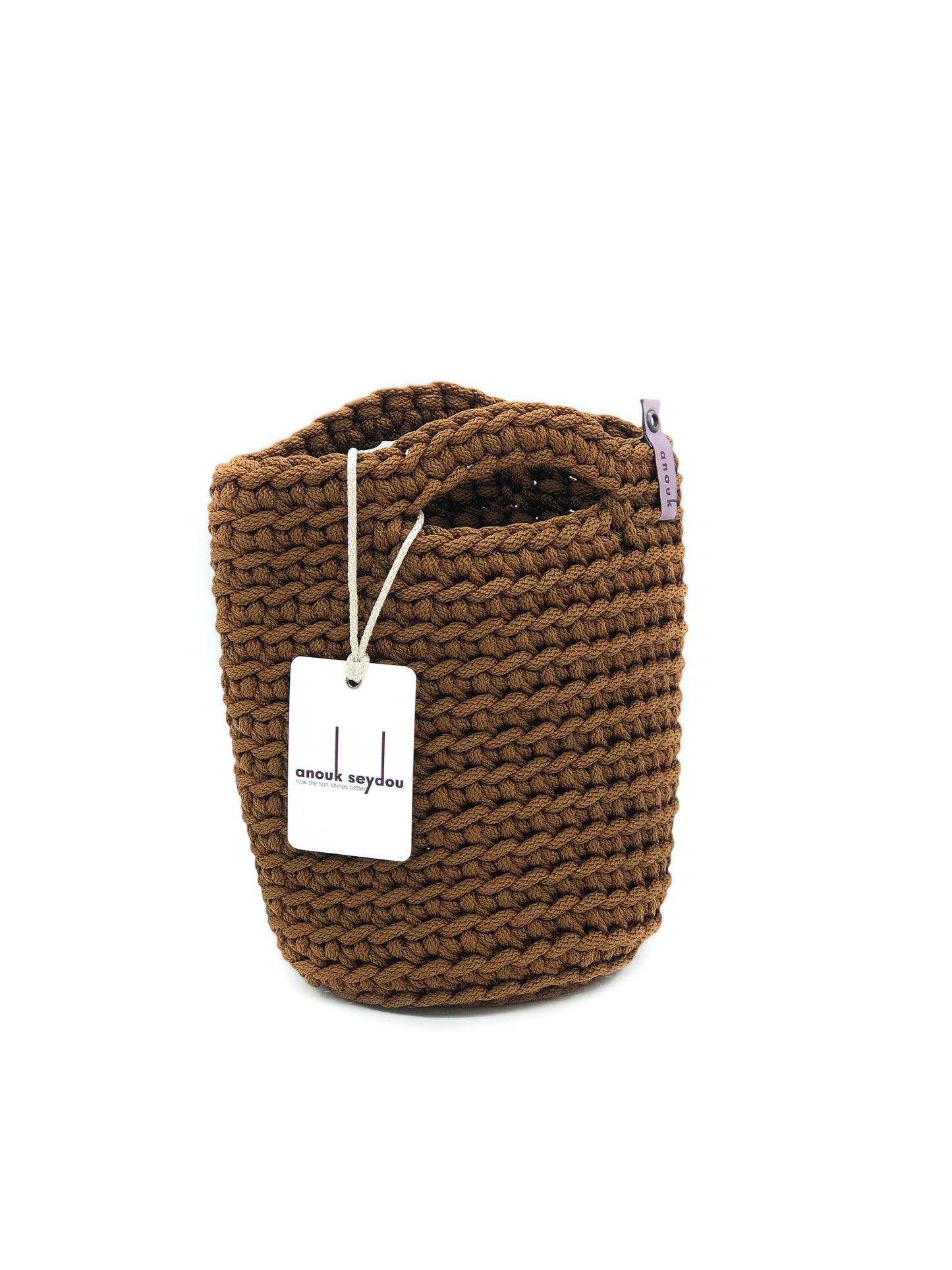 Tote Bag Scandinavian Style Milk Chocolate Crochet Tote Bag Size MINI