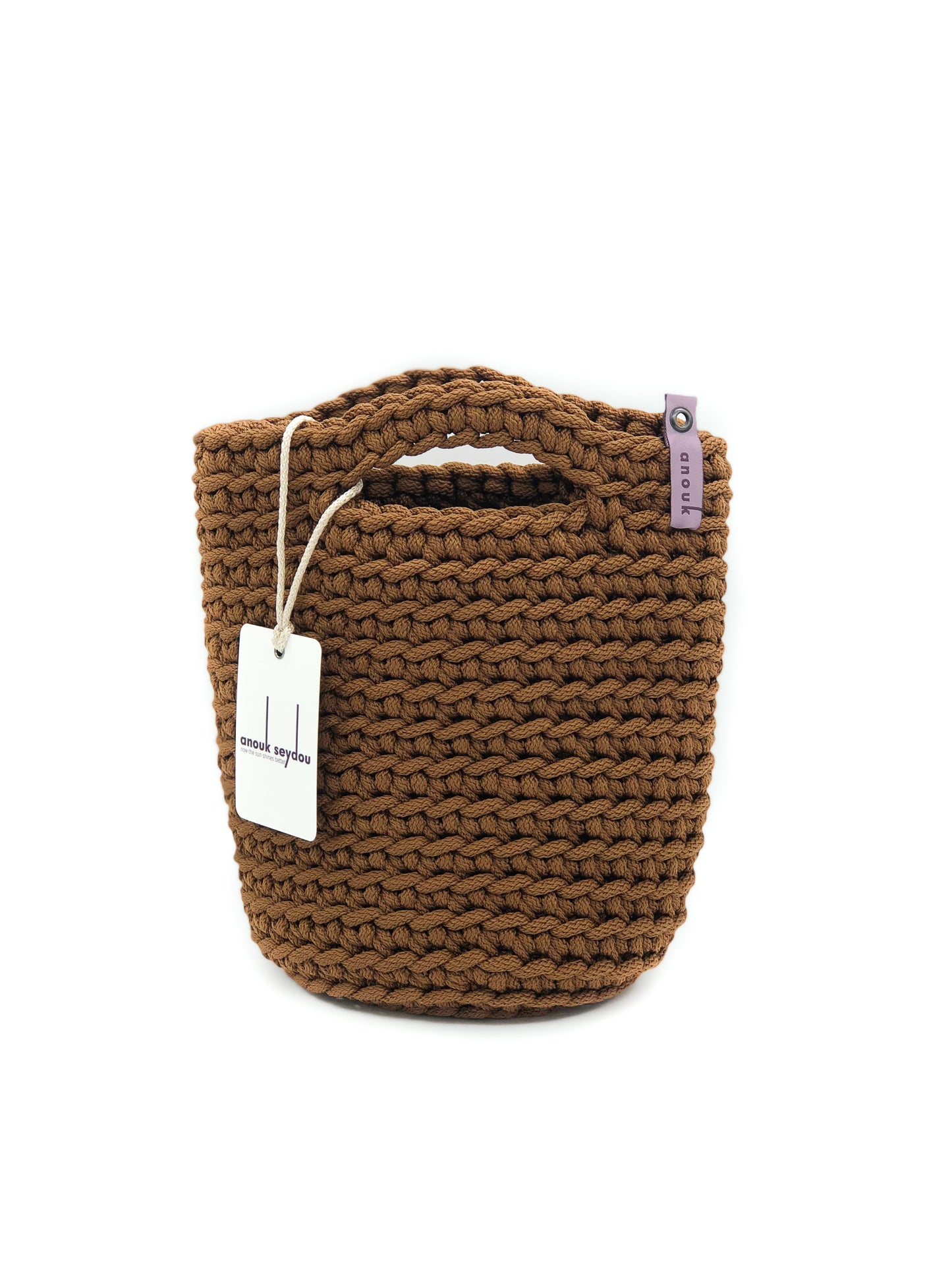 Tote Bag Scandinavian Style Milk Chocolate Crochet Tote Bag Size MINI