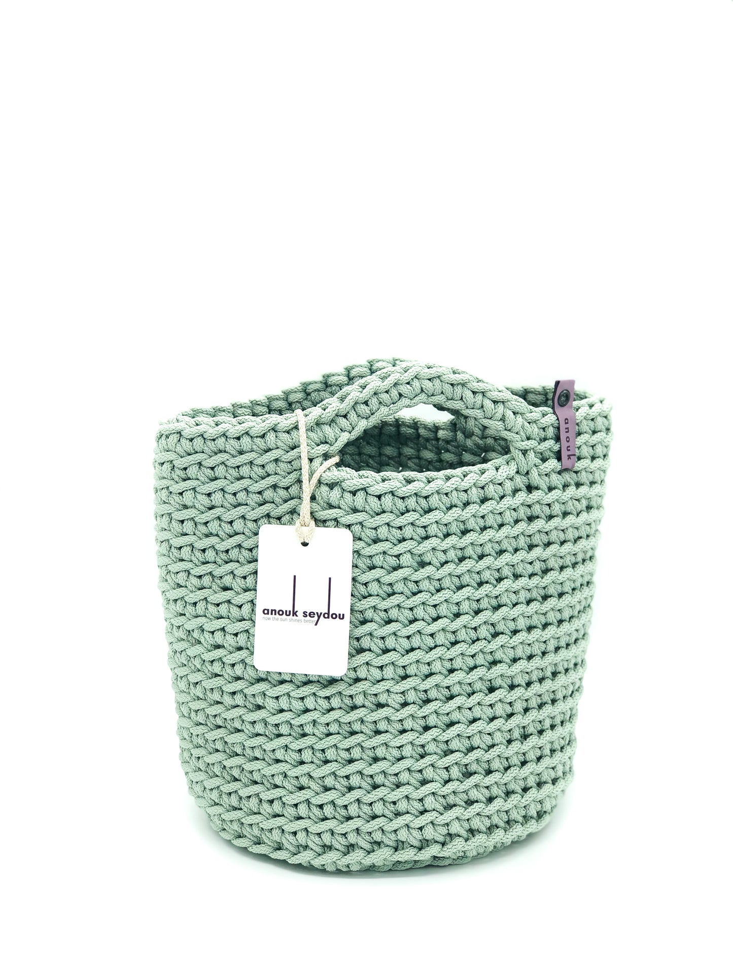 Scandinavian Style Handmade Tote Bag with Short Hands Mint