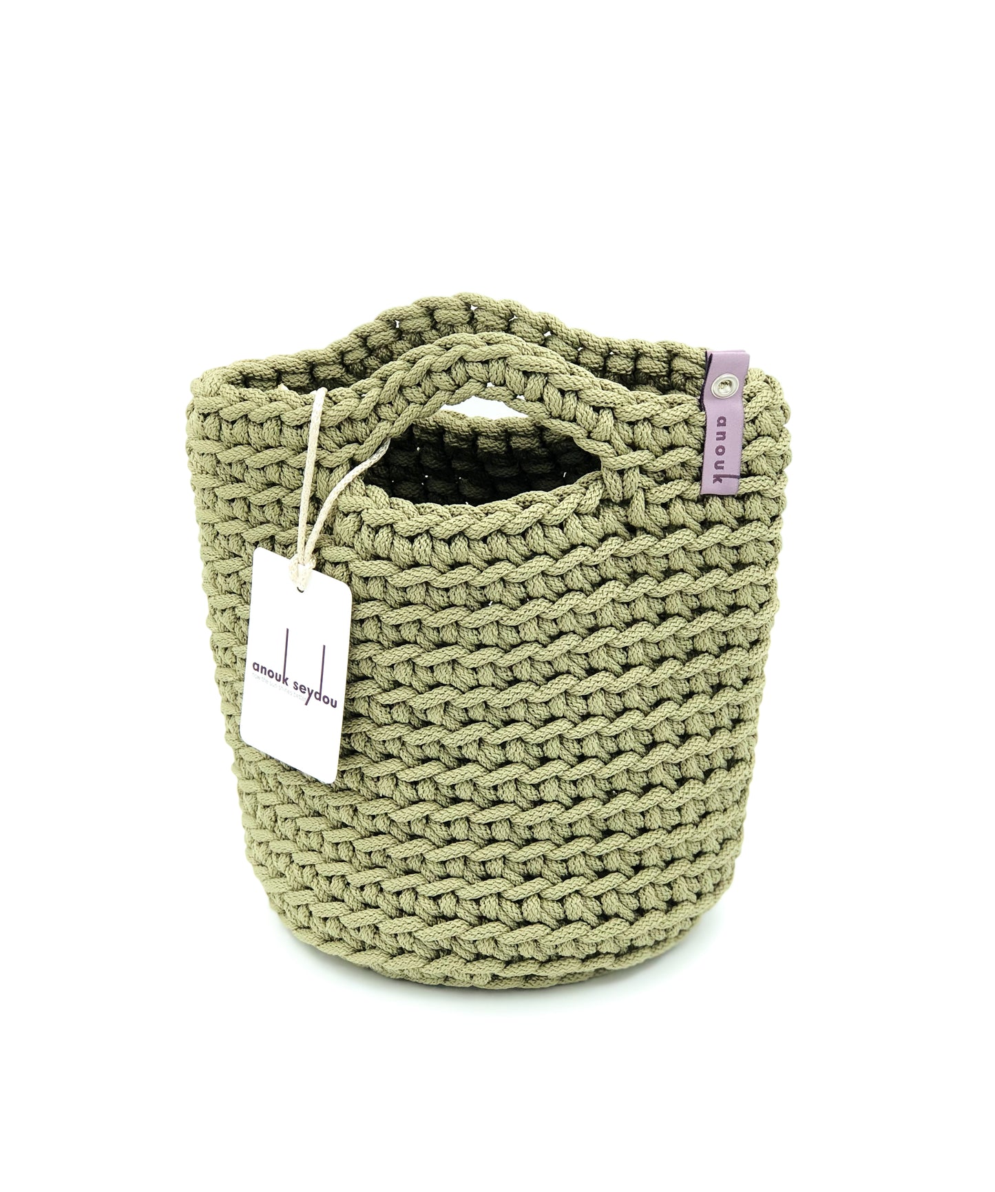 Tote Bag Scandinavian Style Olive Crochet Size MINI