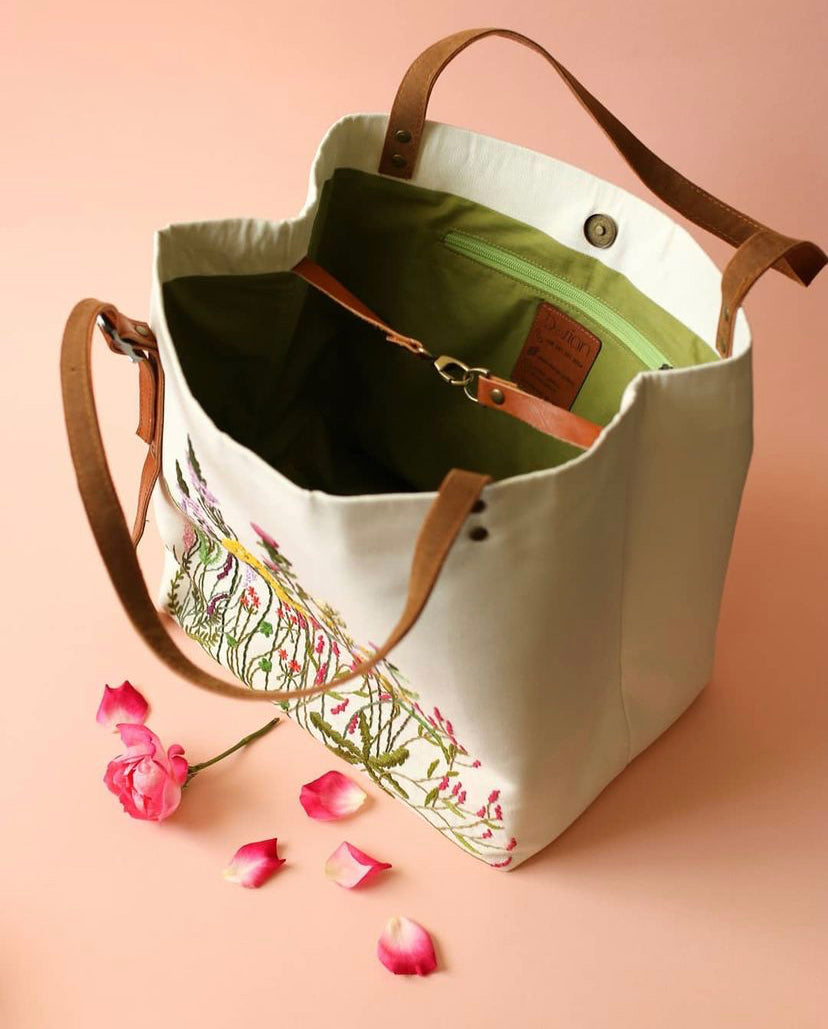 Embroidered Tote Handbag